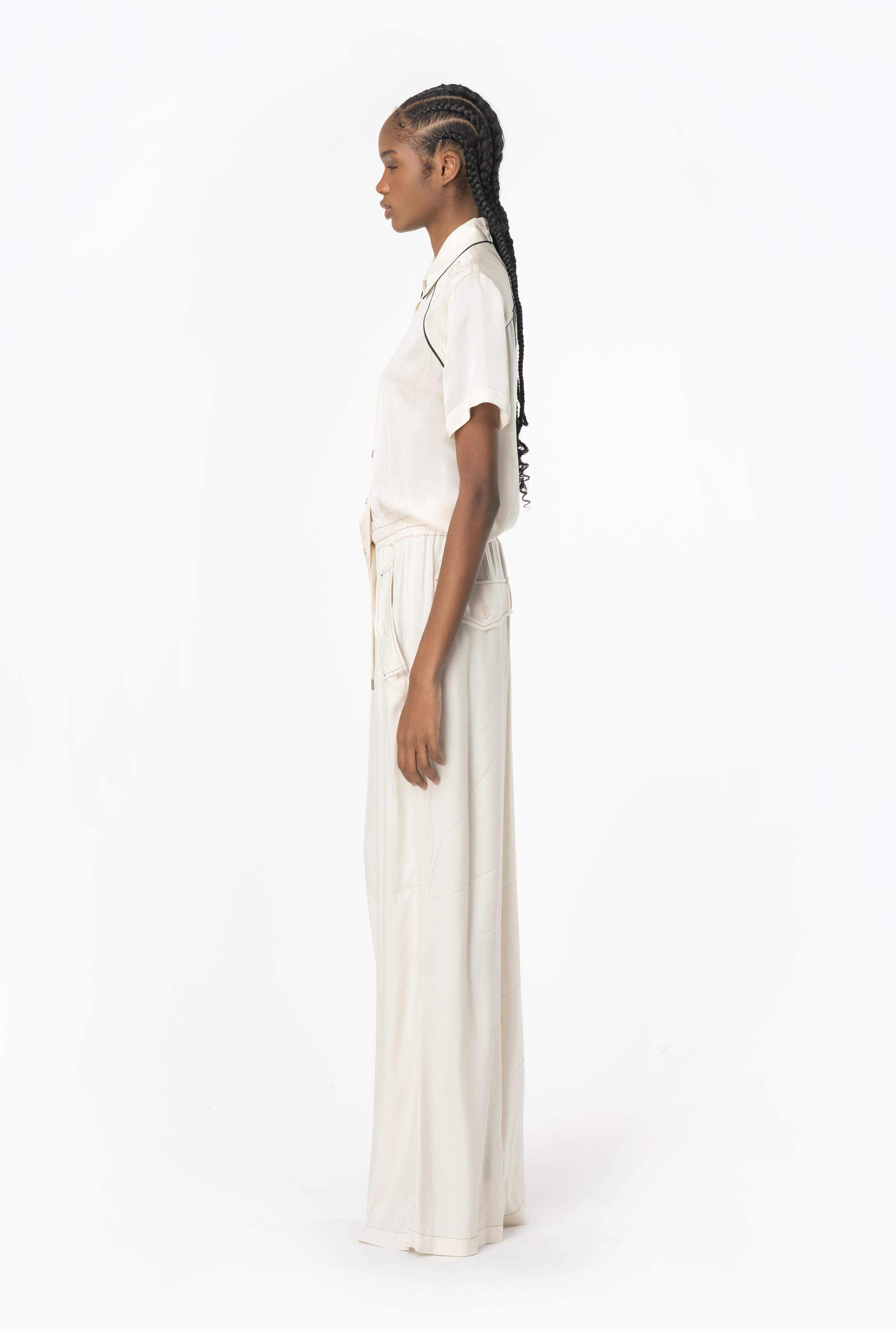 WIDE-LEG TWILL TROUSERS - 4
