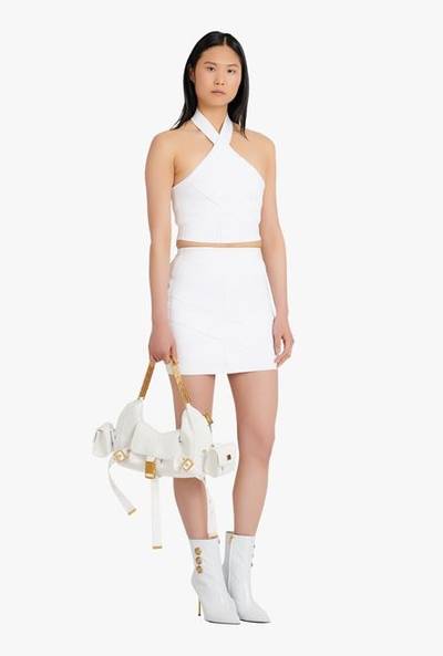 Balmain Short ivory and white knit bandage skirt outlook