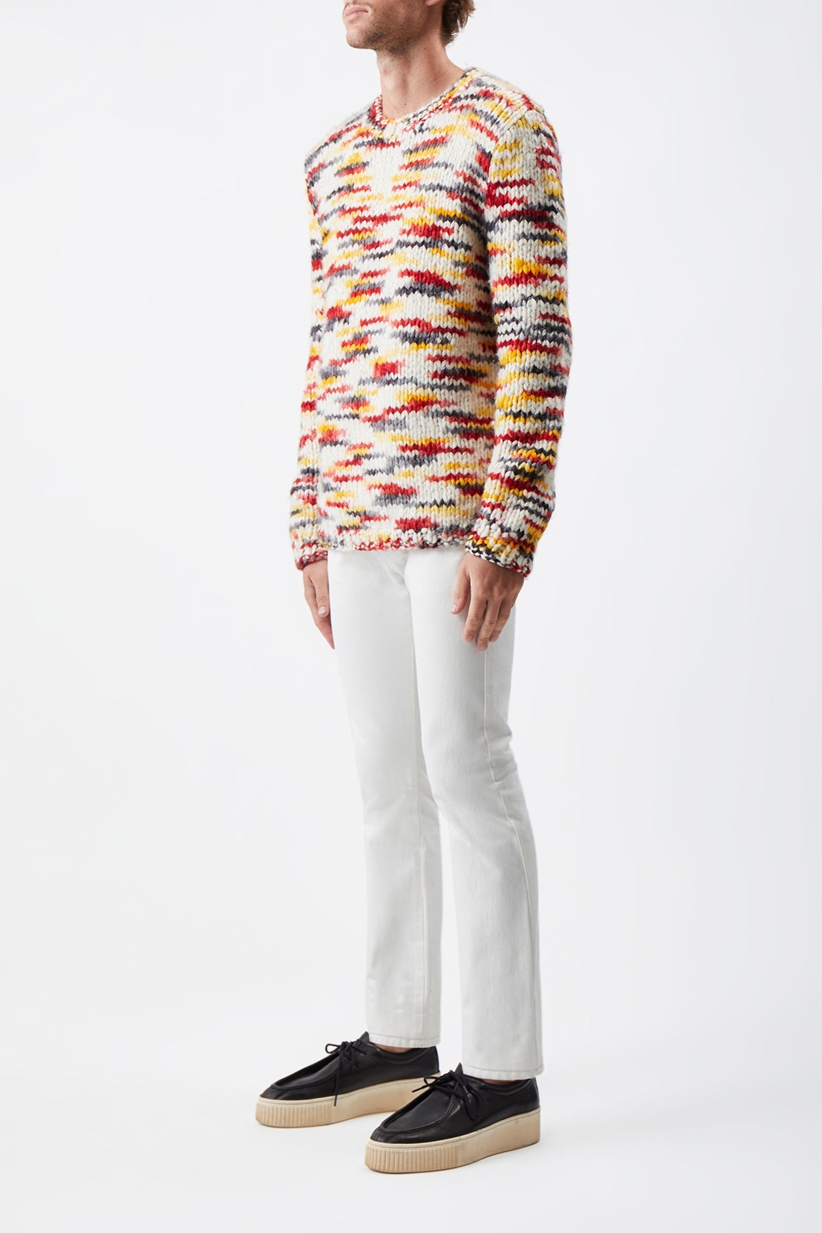 Lawrence Knit Sweater in Fire Multi Space Dye Welfat Cashmere - 3