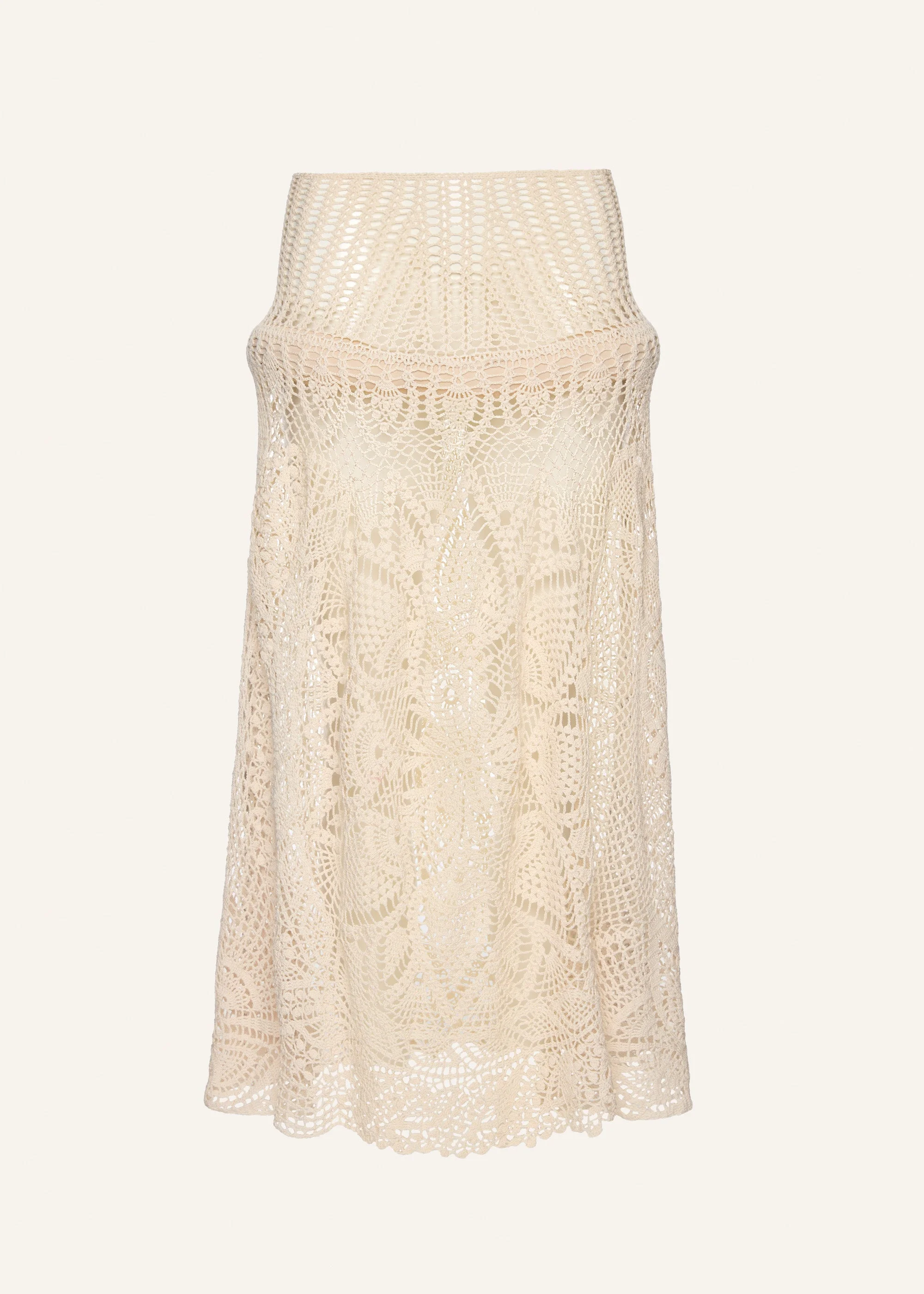 Lace crochet drop-waist skirt in cream - 1