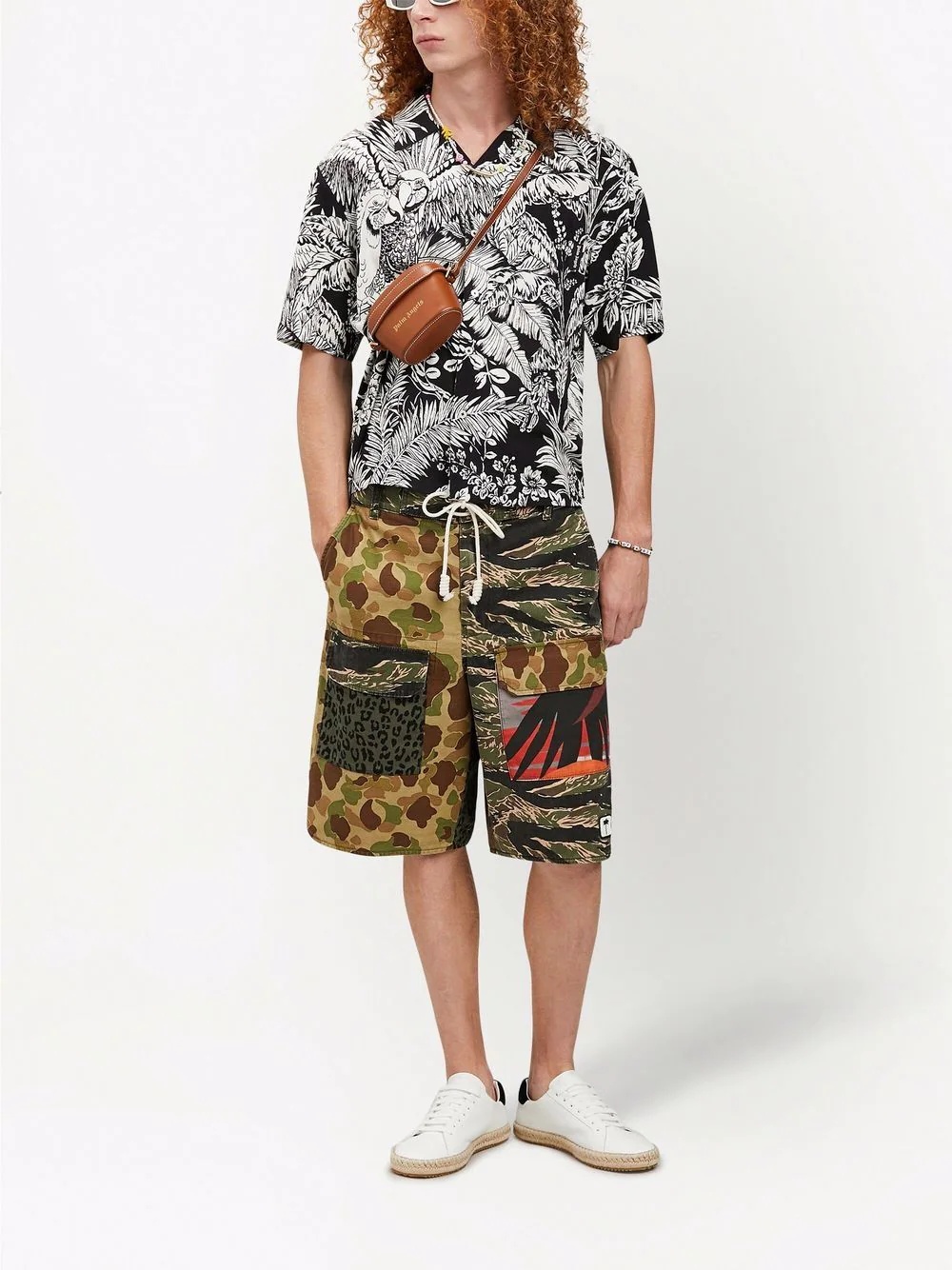 multi-print drawstring cargo shorts - 2