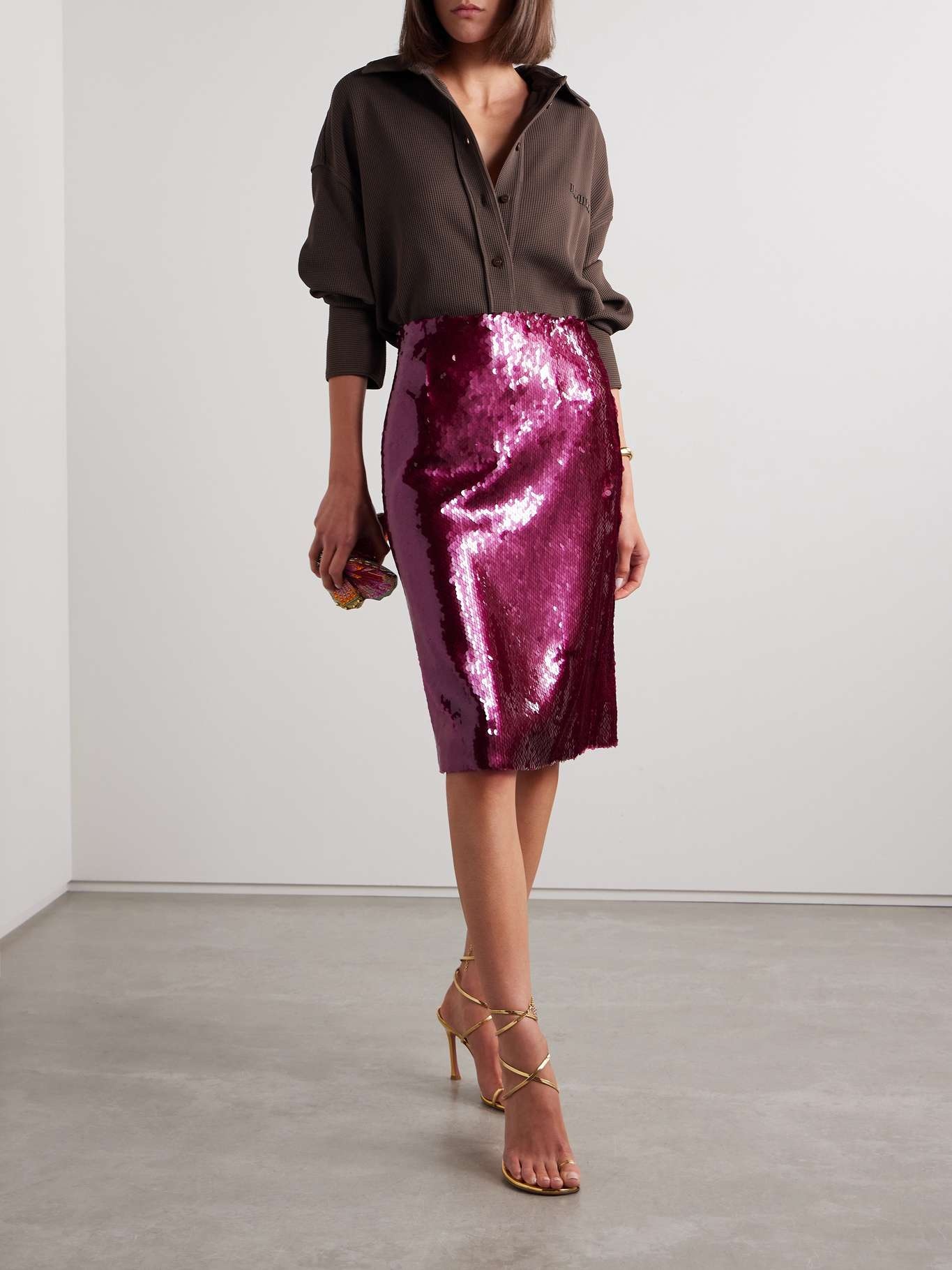 Este sequined crepe midi skirt - 6