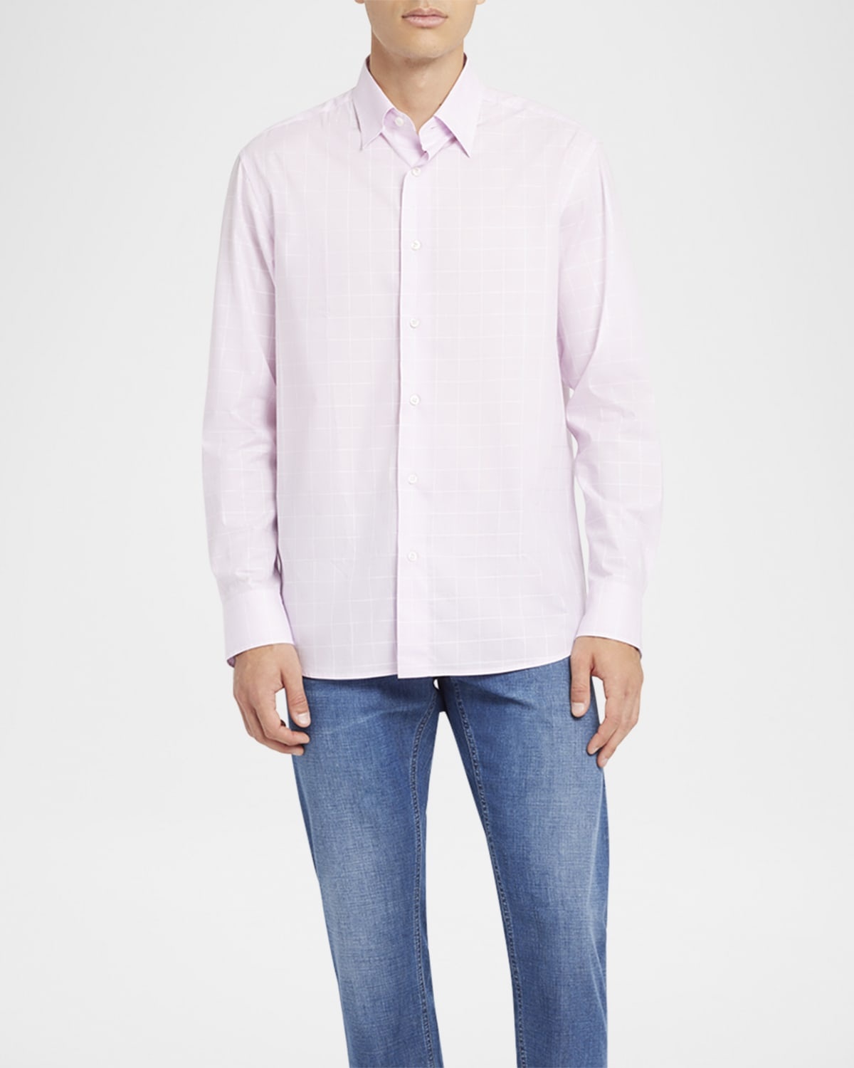 Men's Cotton Windowpane Check Sport Shirt - 2