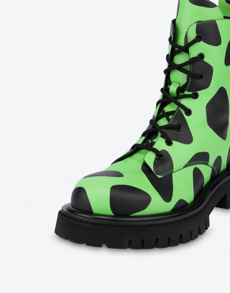 MOSCHINO X THE FLINTSTONES™ PRINTED COMBAT ANKLE BOOTS - 4