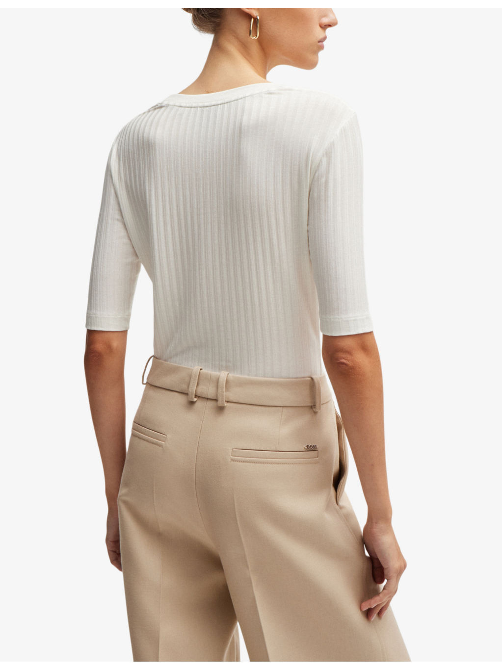 Scoop-neck ribbed stretch-jersey top - 4