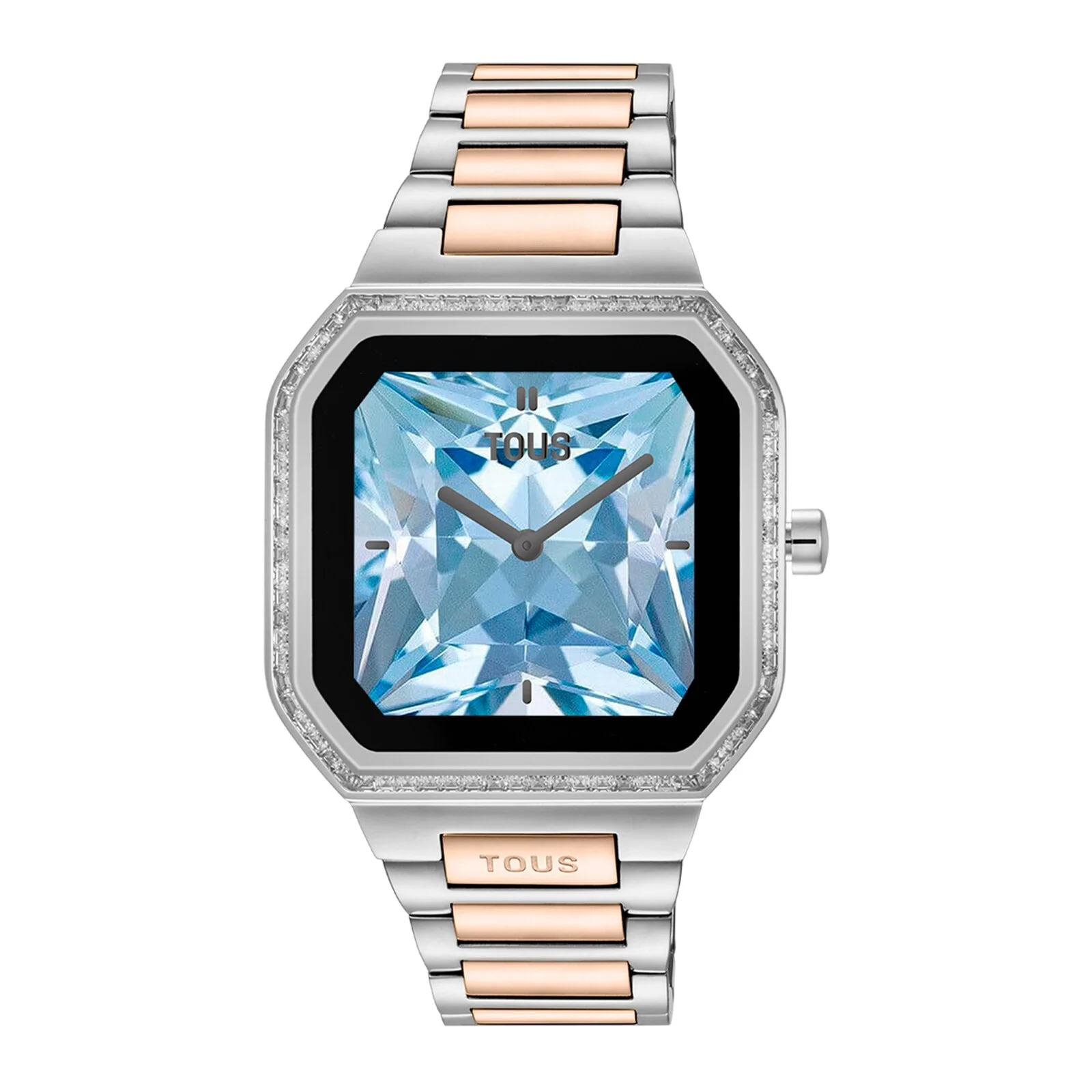 Smartwatch with steel bracelet and rose-colored steel and zirconias B-Connect - 1