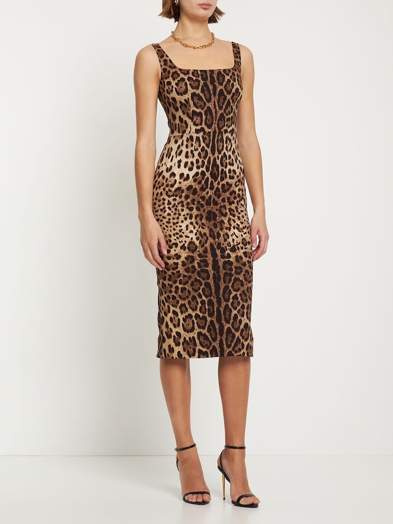 Leopard print charmeuse midi dress - 2