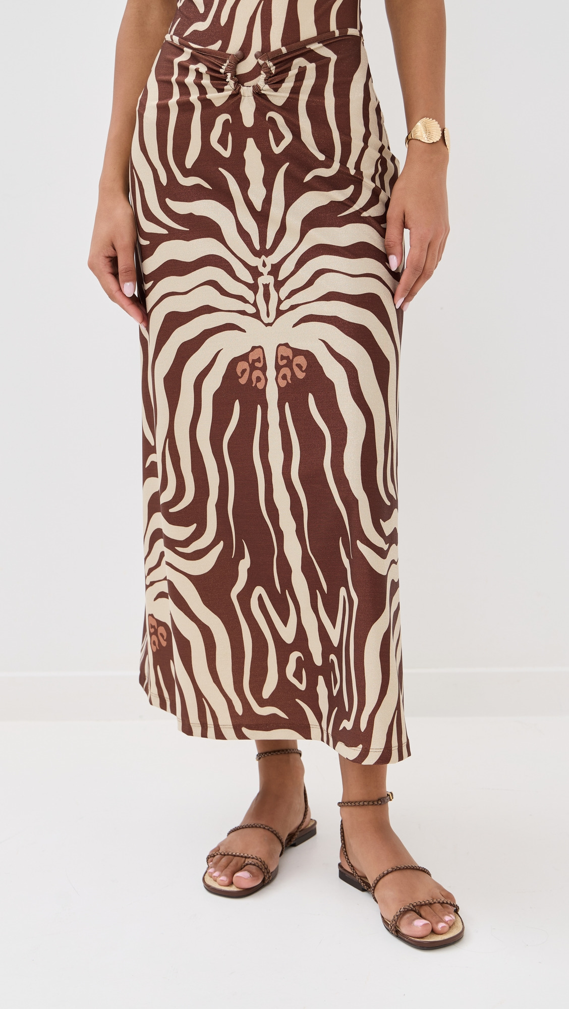 Shimmering Mocca Keel Midi Skirt - 2