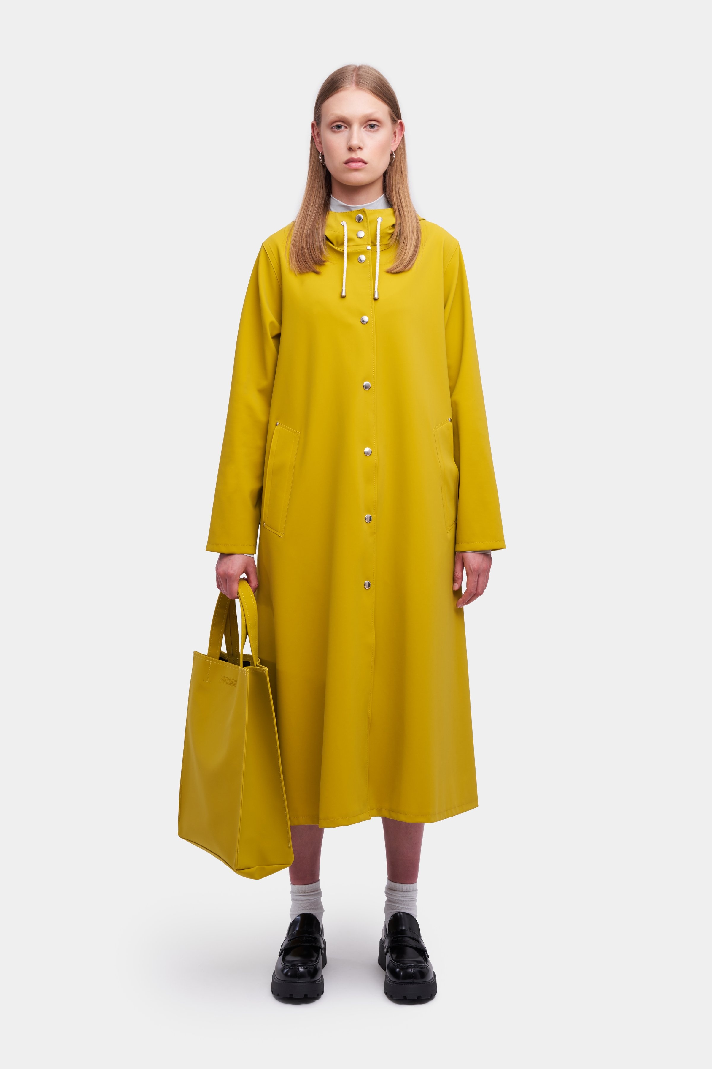 Mosebacke Long Matte Print Raincoat Gold - 2