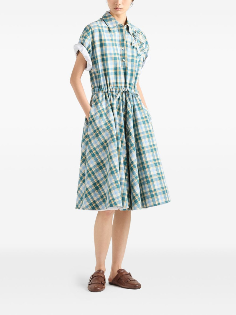 Prada embroidered checked cotton dress outlook