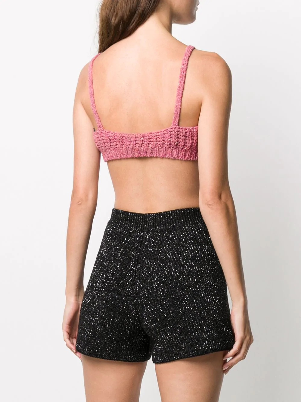 v-neck knitted crop top - 4