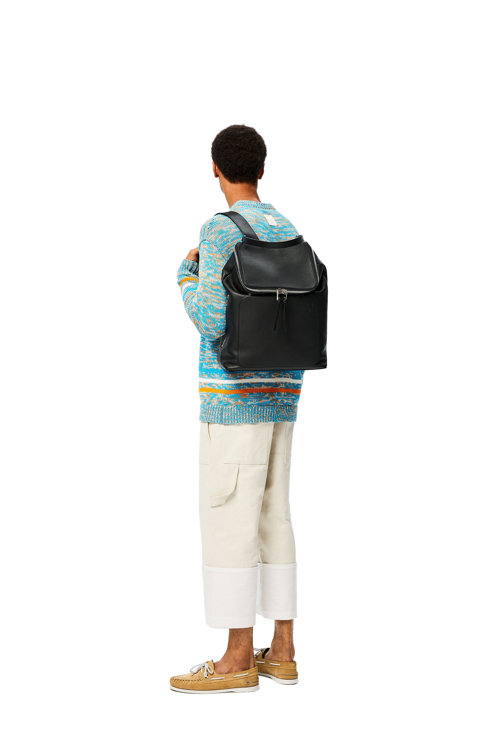 Loewe Goya Backpack Grained Calfskin In Blue