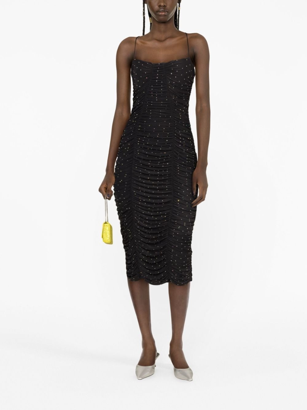 crystal-embellishment ruched dress - 2