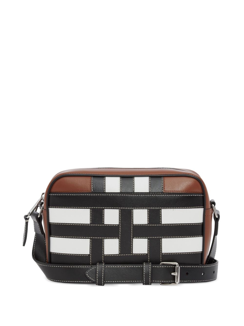 check-pattern leather crossbody bag - 4