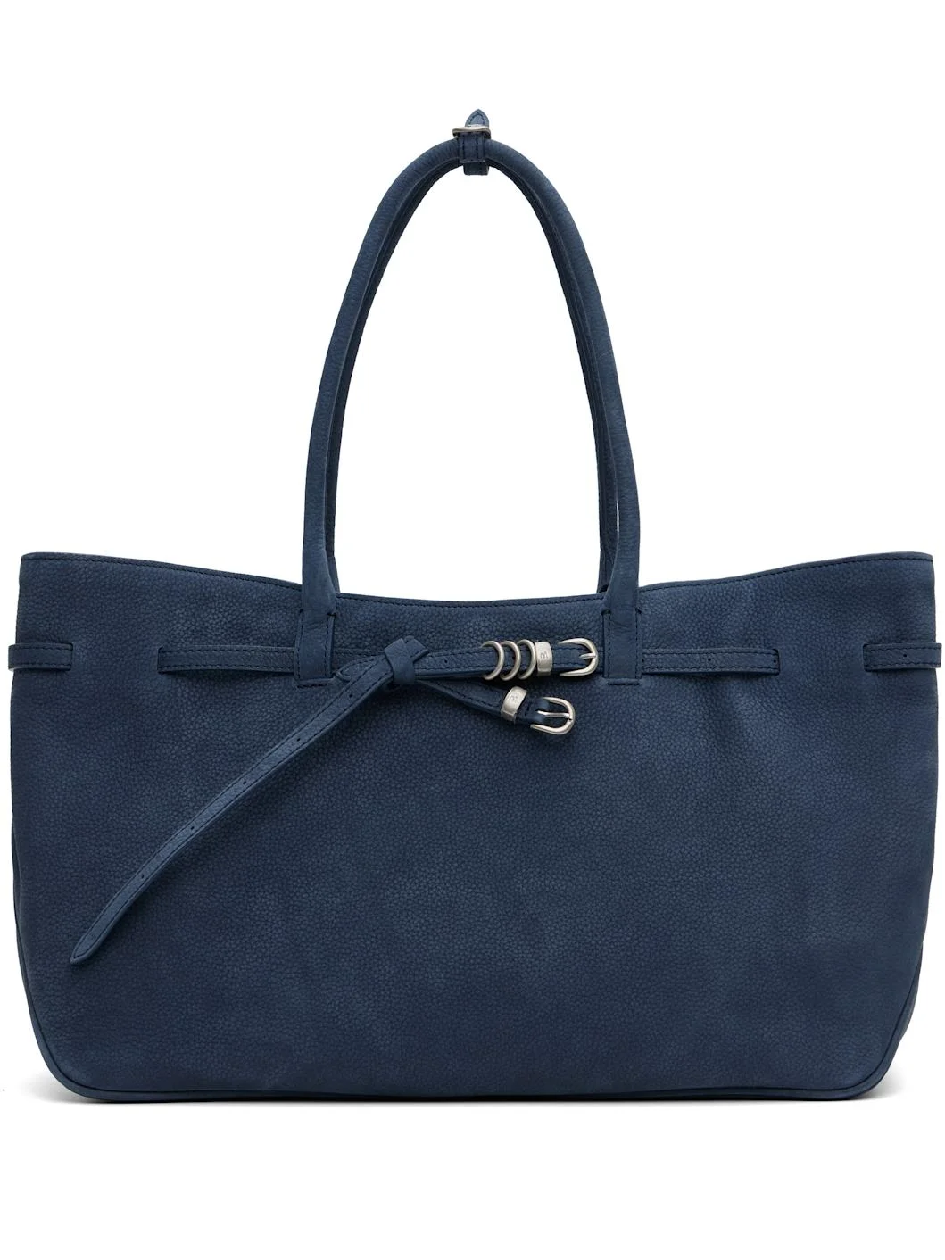 Navy Leather 'Grandma' Used Large Tote - 1
