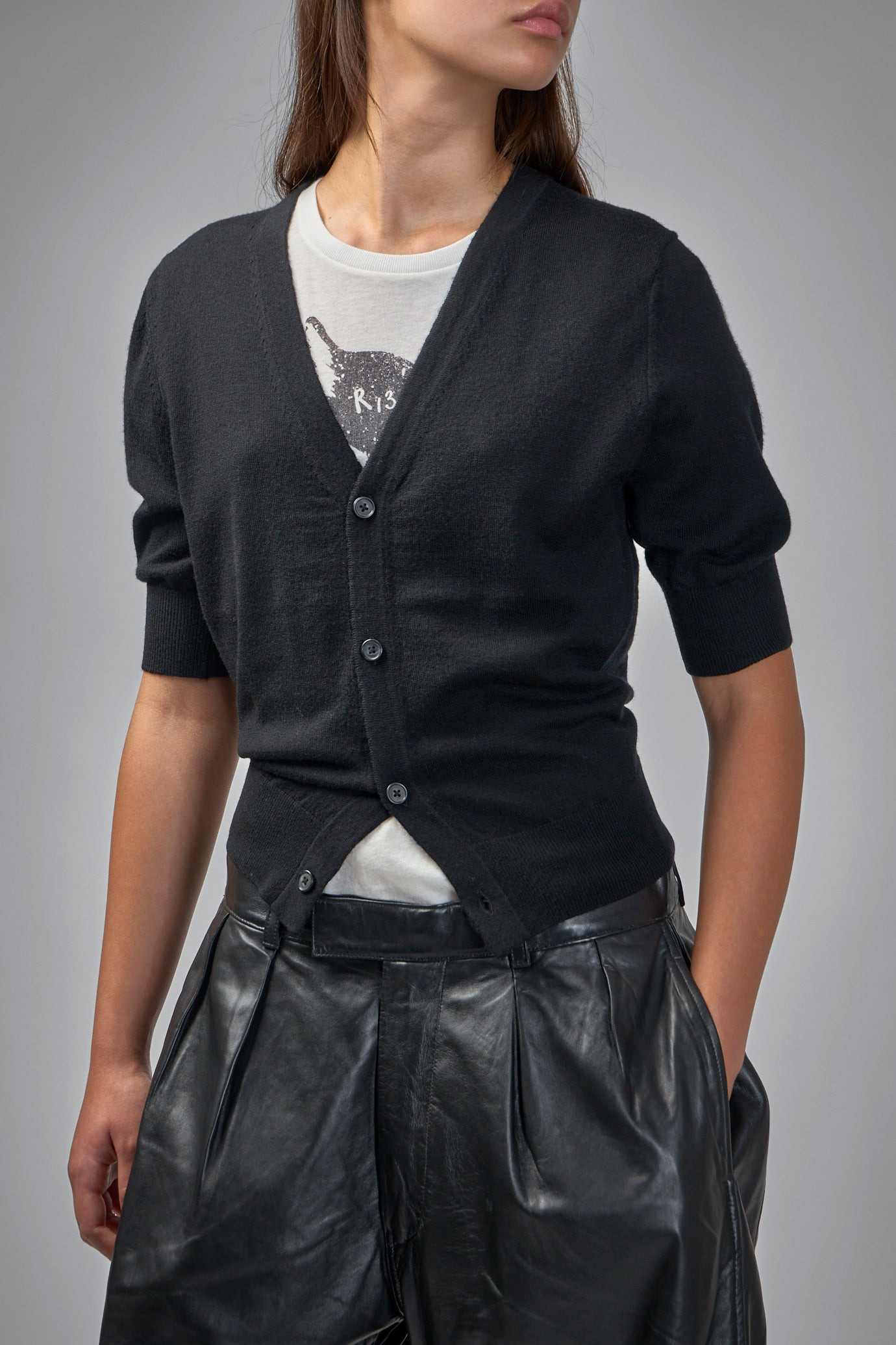 Elbow Sleeve Split Hem Cardigan - 4
