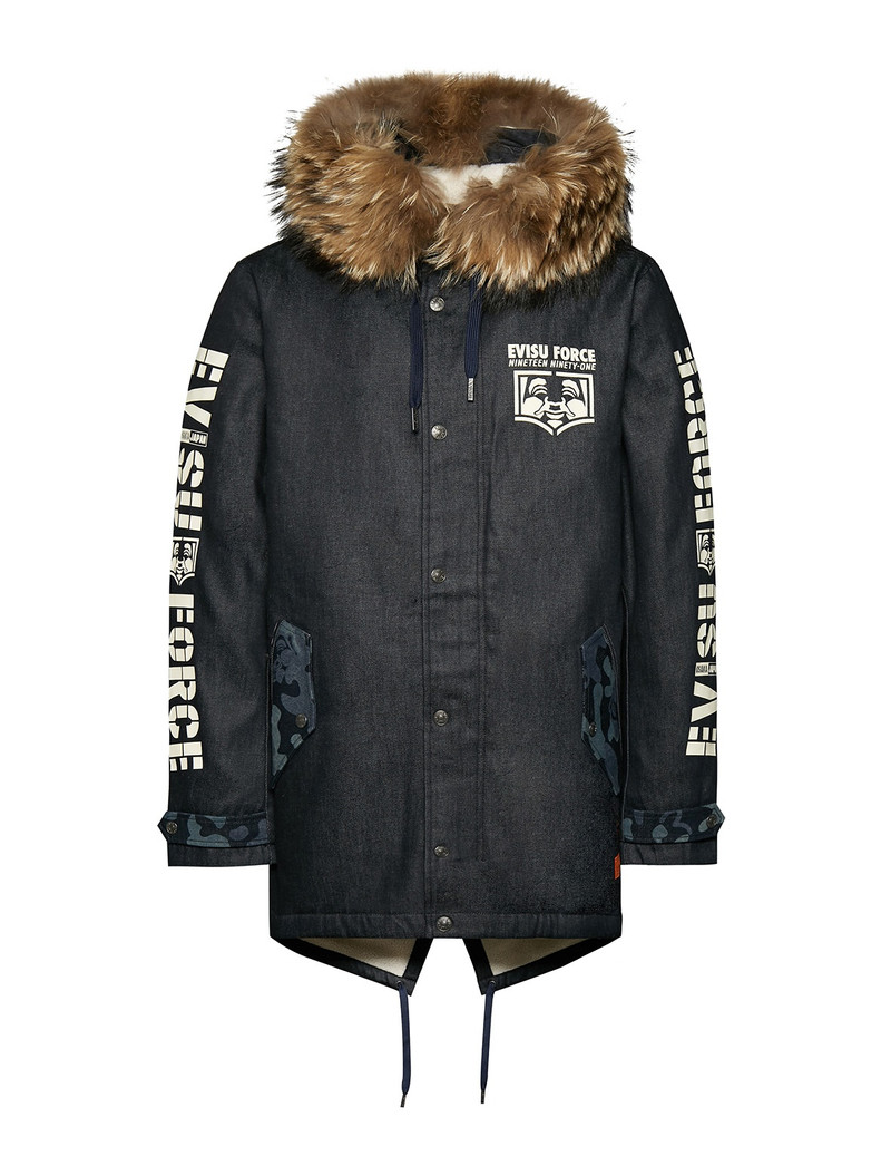 FLEECE-LINING DENIM COAT WITH INSERTED DAICOCK 7