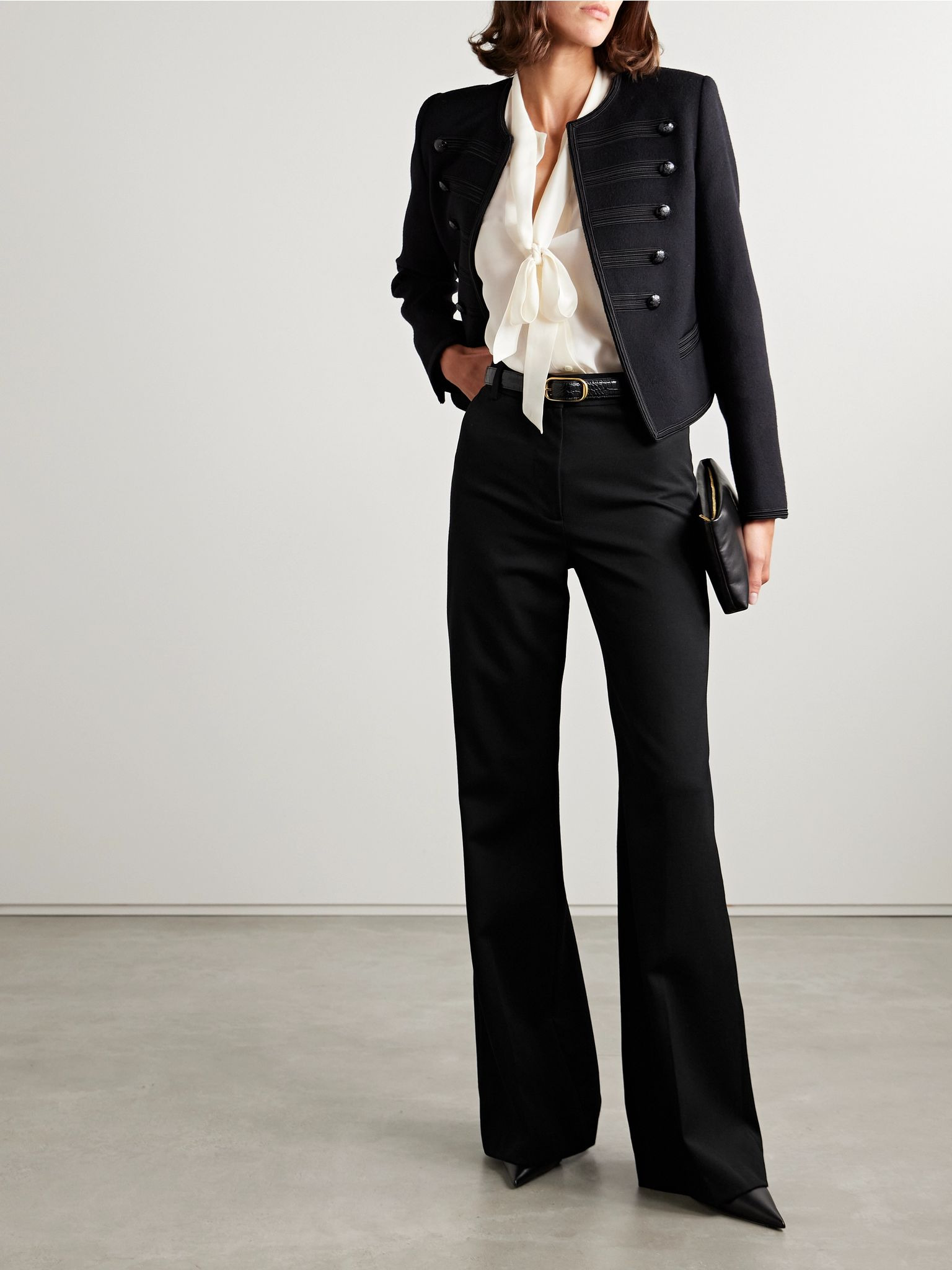 Effy wool-twill wide-leg pants Black - 2