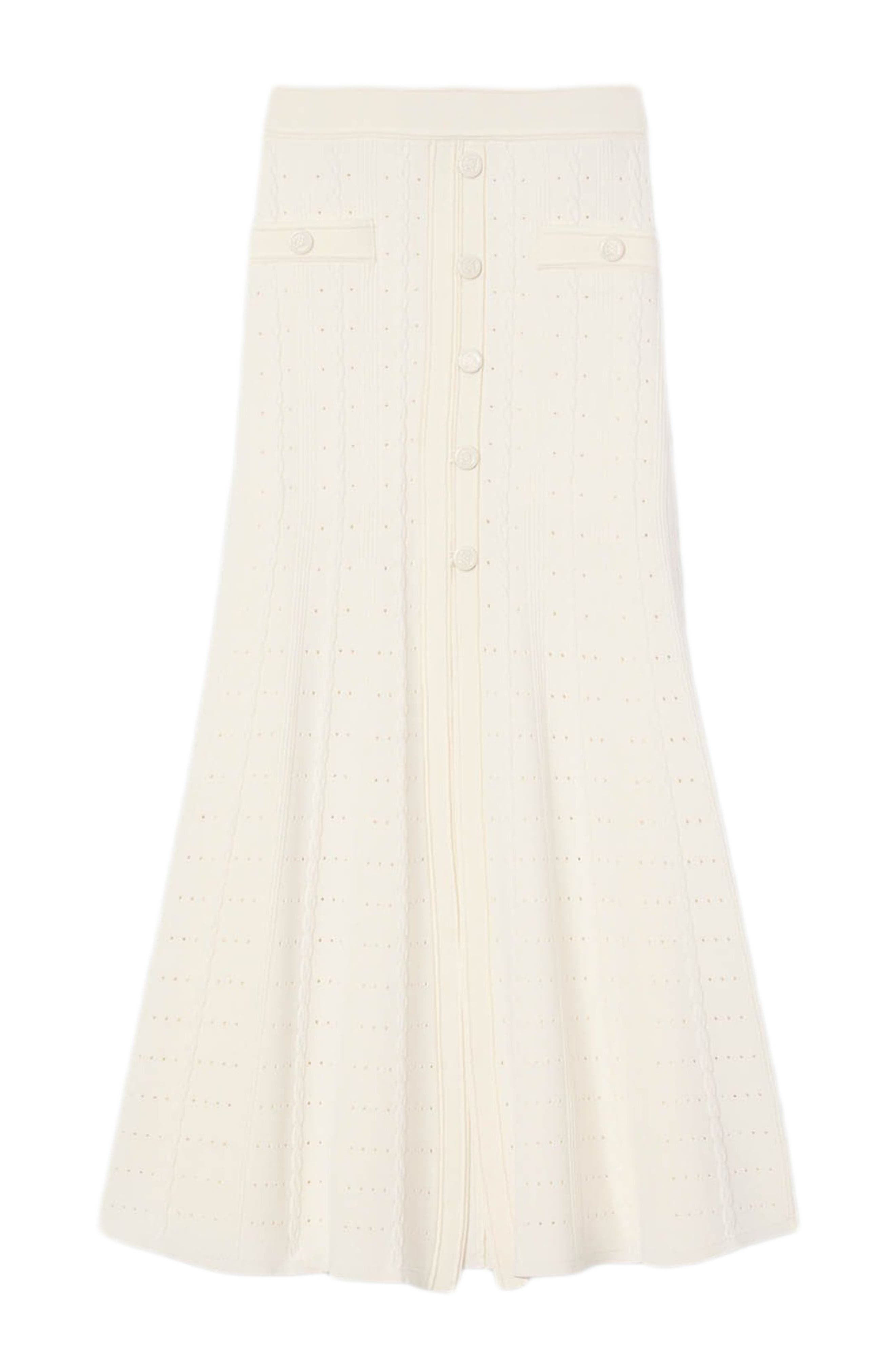 SANDRO Pointelle knit midi skirt in Ecru at Nordstrom - 5