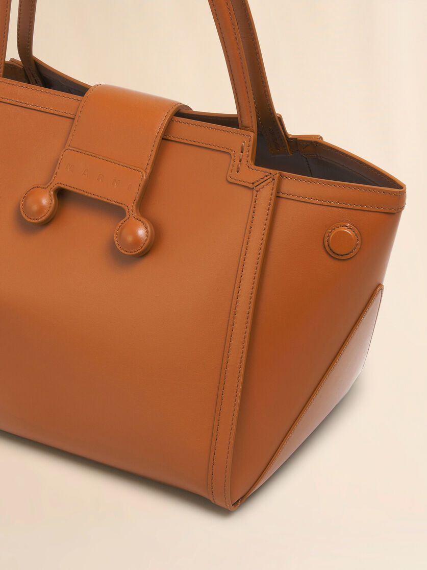LIGHT BROWN LEATHER MINI RIVIERA BAG - 4