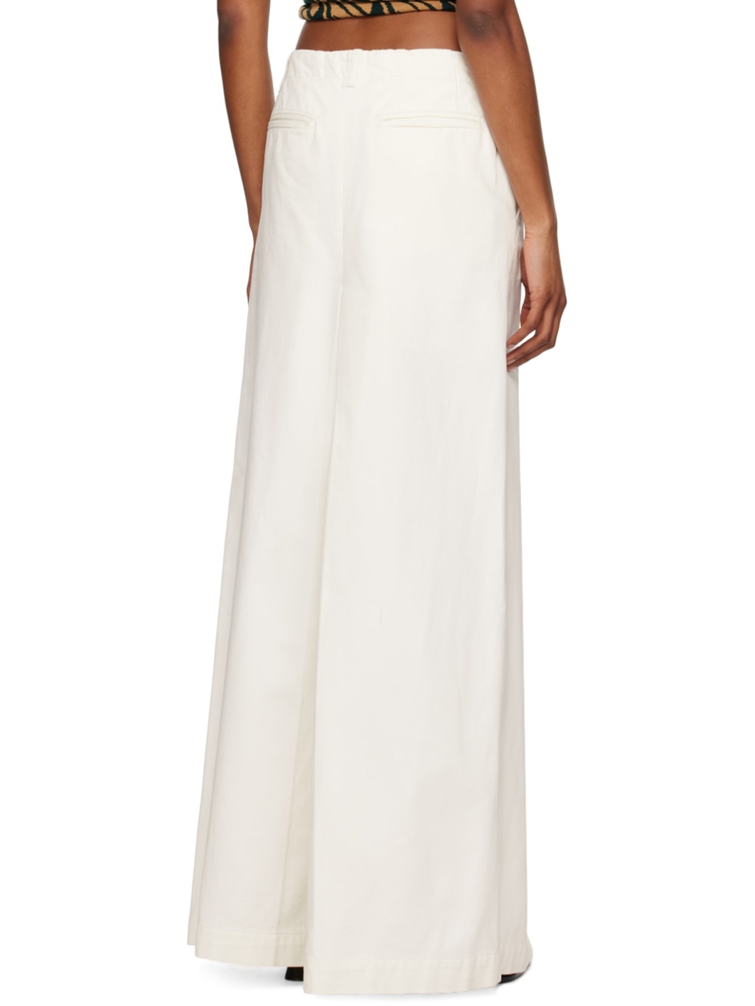 White Pleated Denim Maxi Skirt - 3