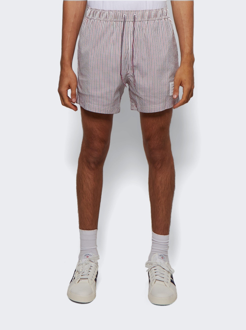 Drawcord Waist Swim Short In Seersucker White - 3