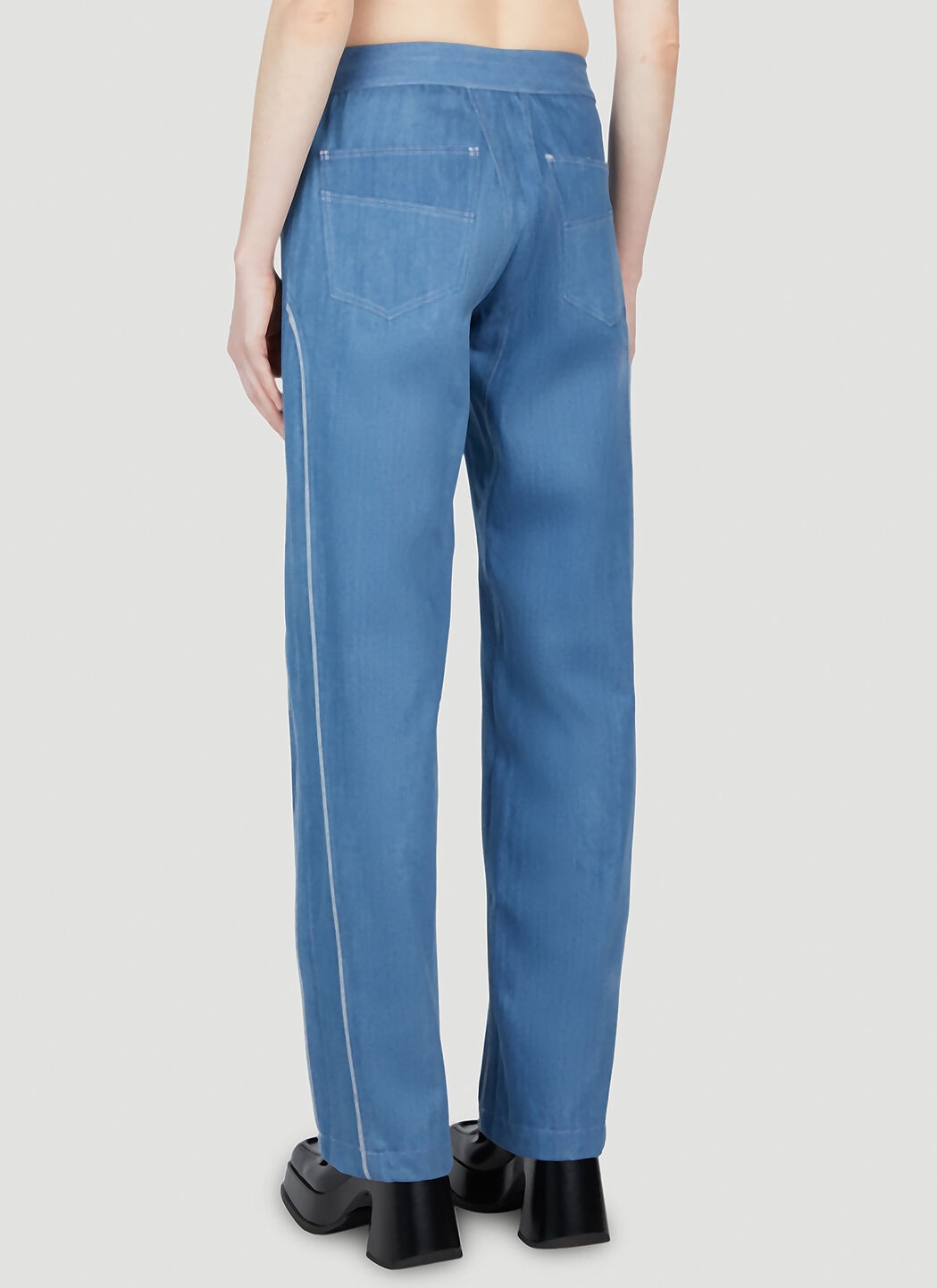 Contrast Piping Jeans - 4