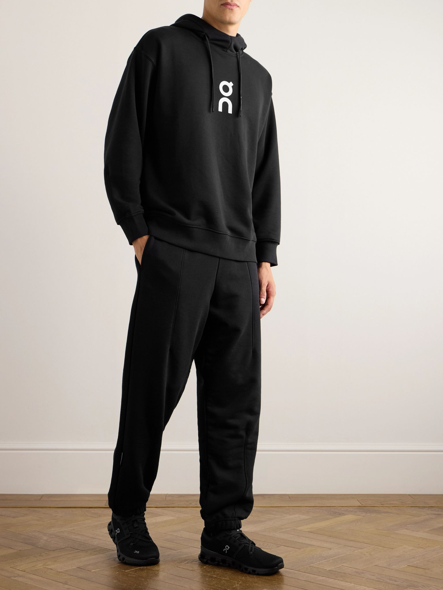 Club Logo-Print Organic Cotton-Blend Jersey Hoodie Black - 2