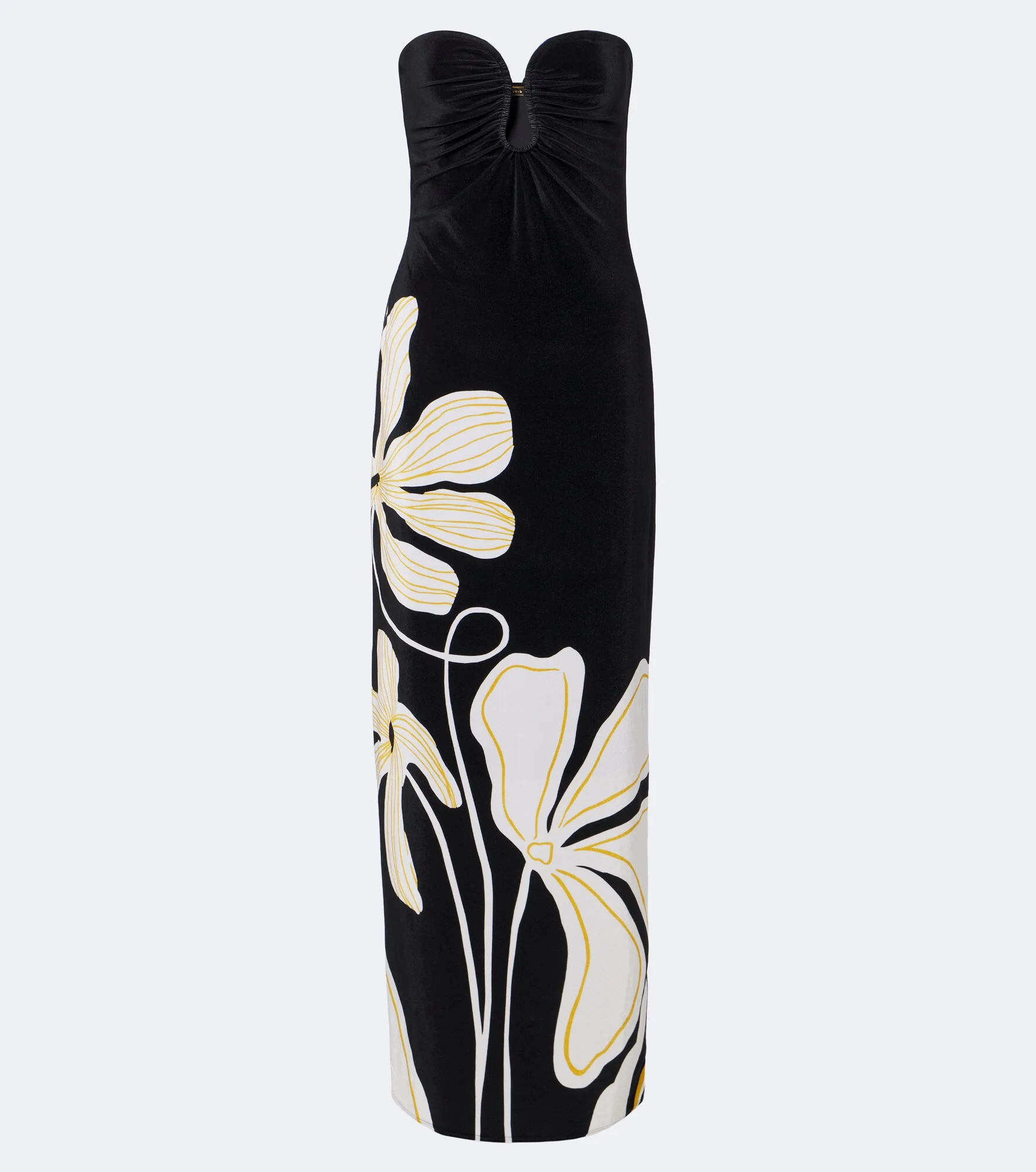 Yves floral strapless velvet maxi dress - 1