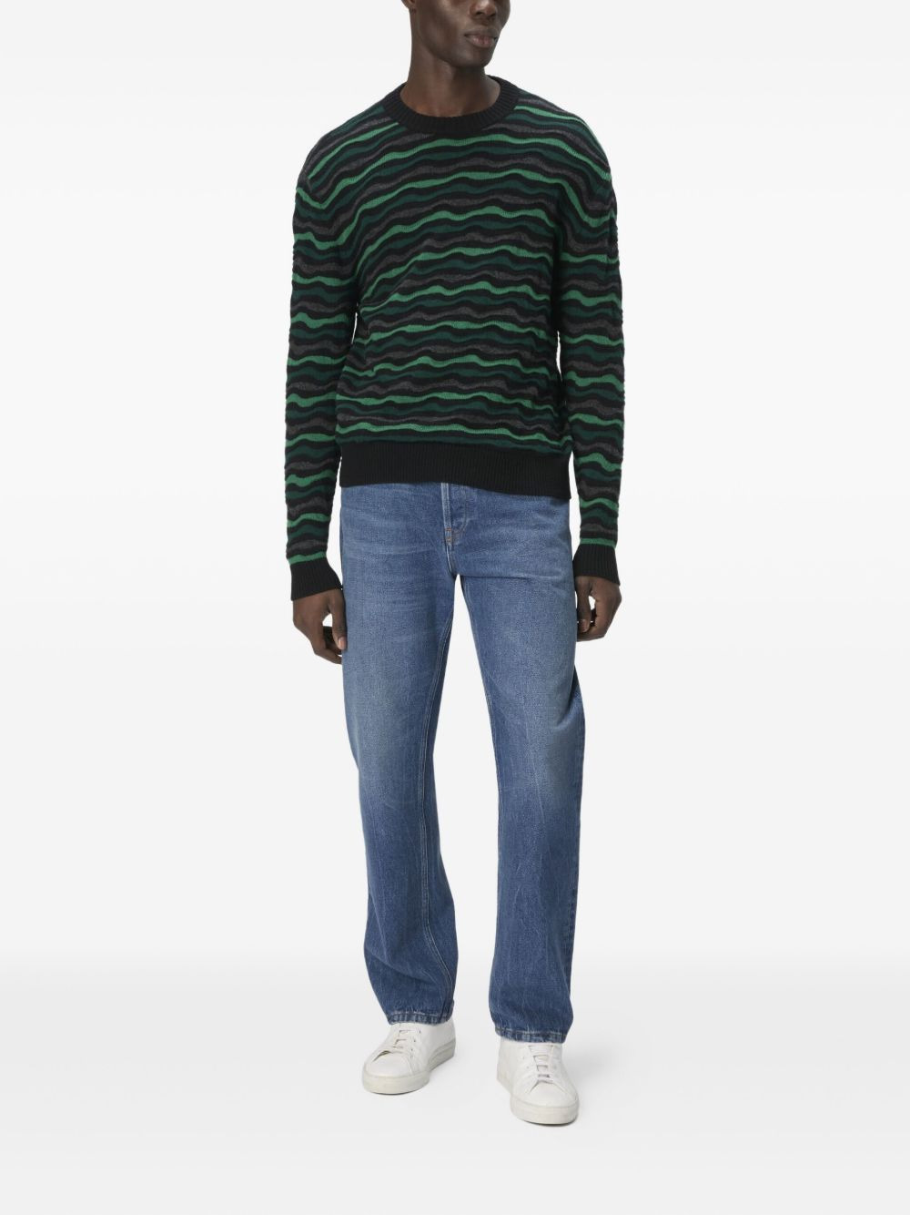 wave-pattern crew-neck sweater - 2