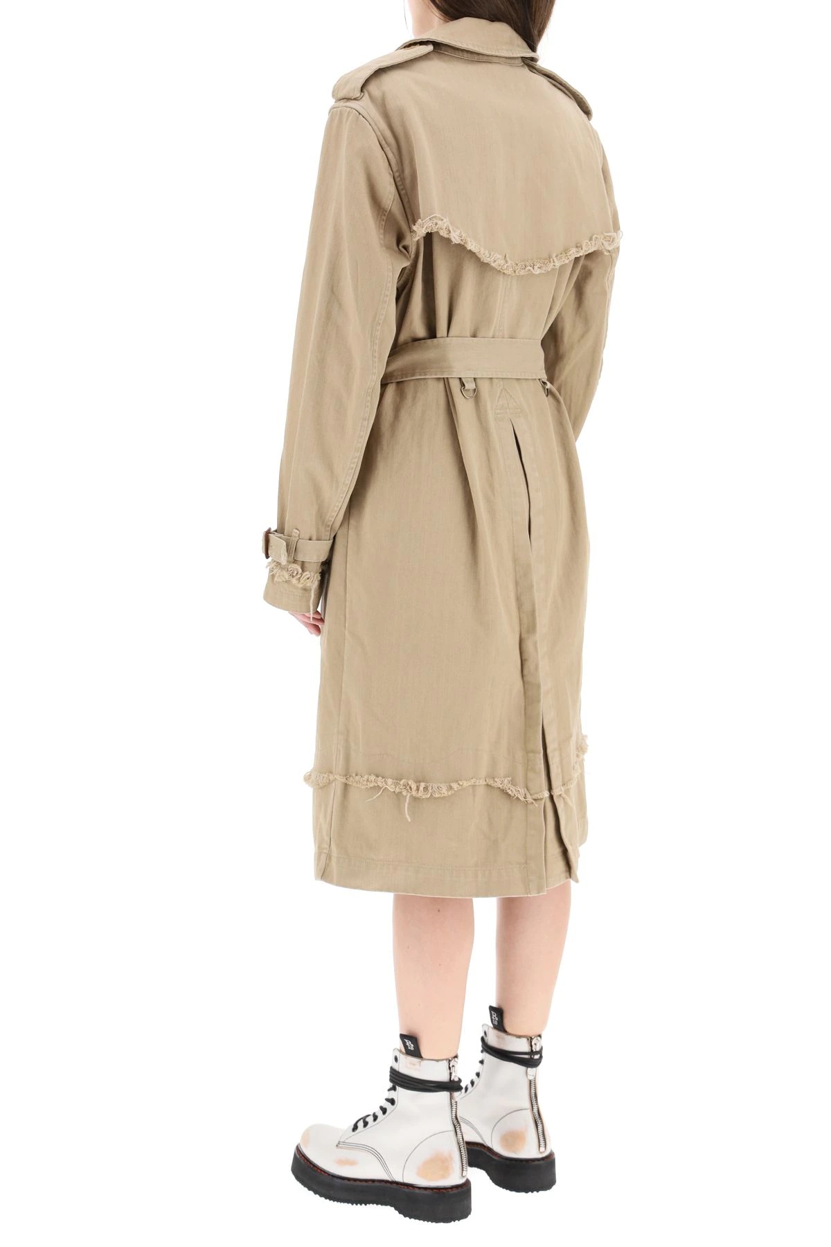 SHREDDED TRENCH COAT WITH FRAYED EDGES - 4