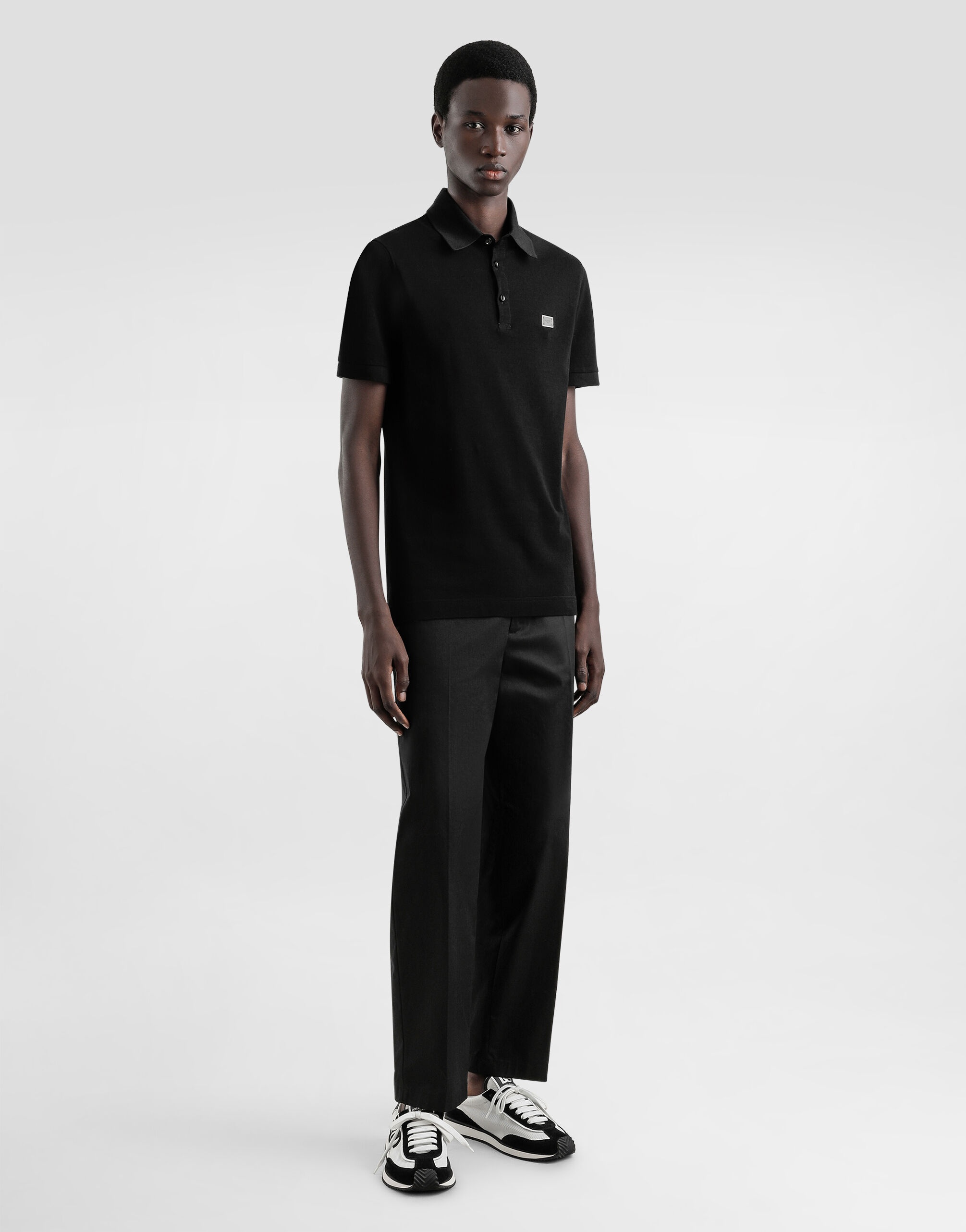 Cotton polo-shirt with logo tag - 2