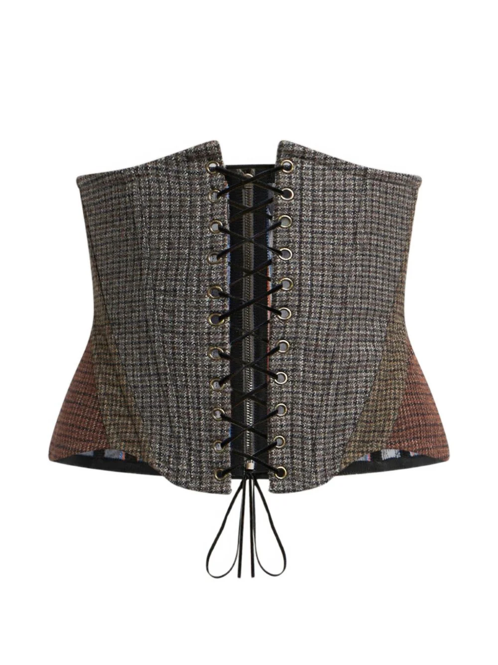 wool corset belt with houndstooth motif - 1