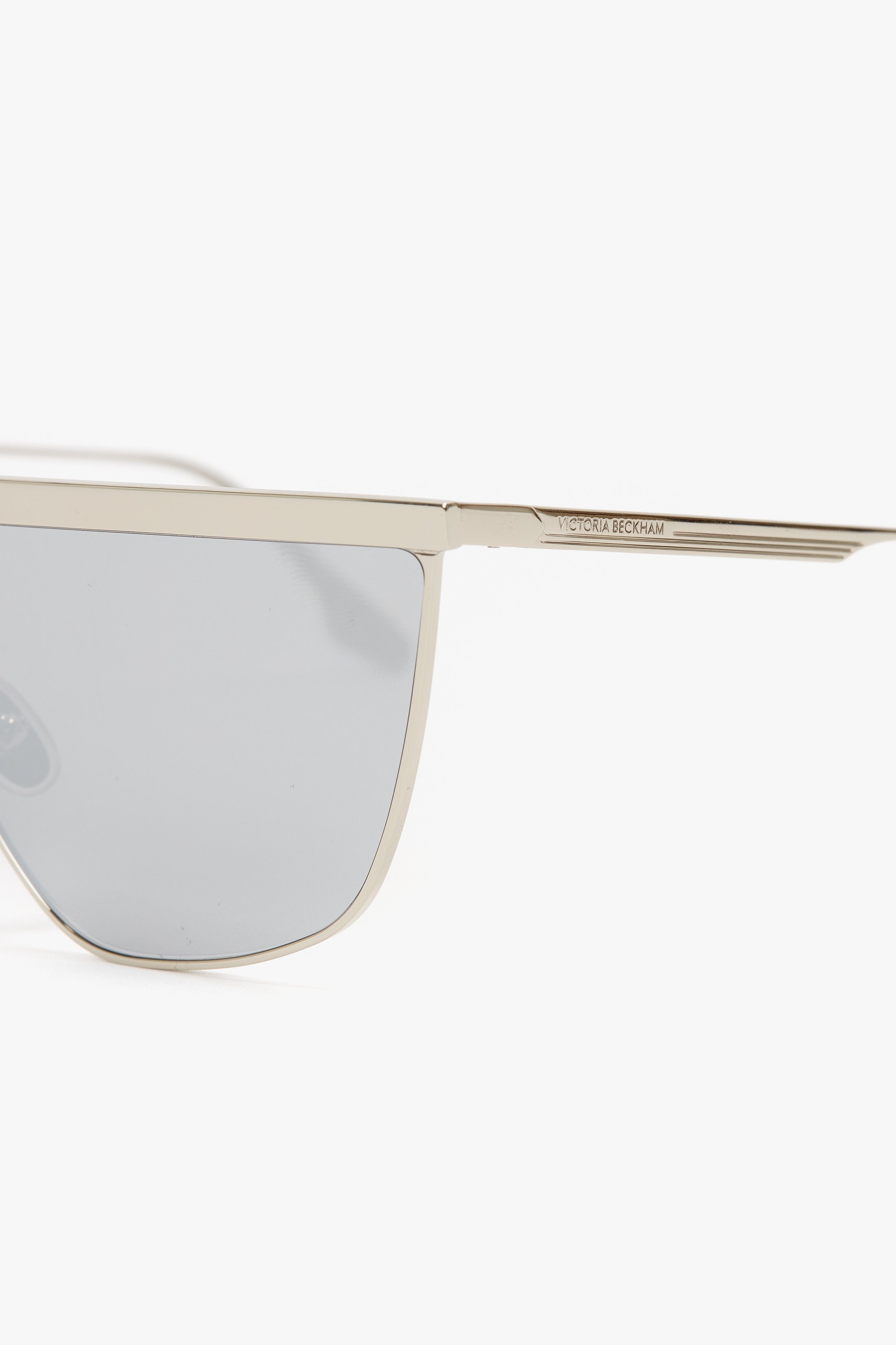 Geometric Visor Sunglasses In Silver-Mirror - 4