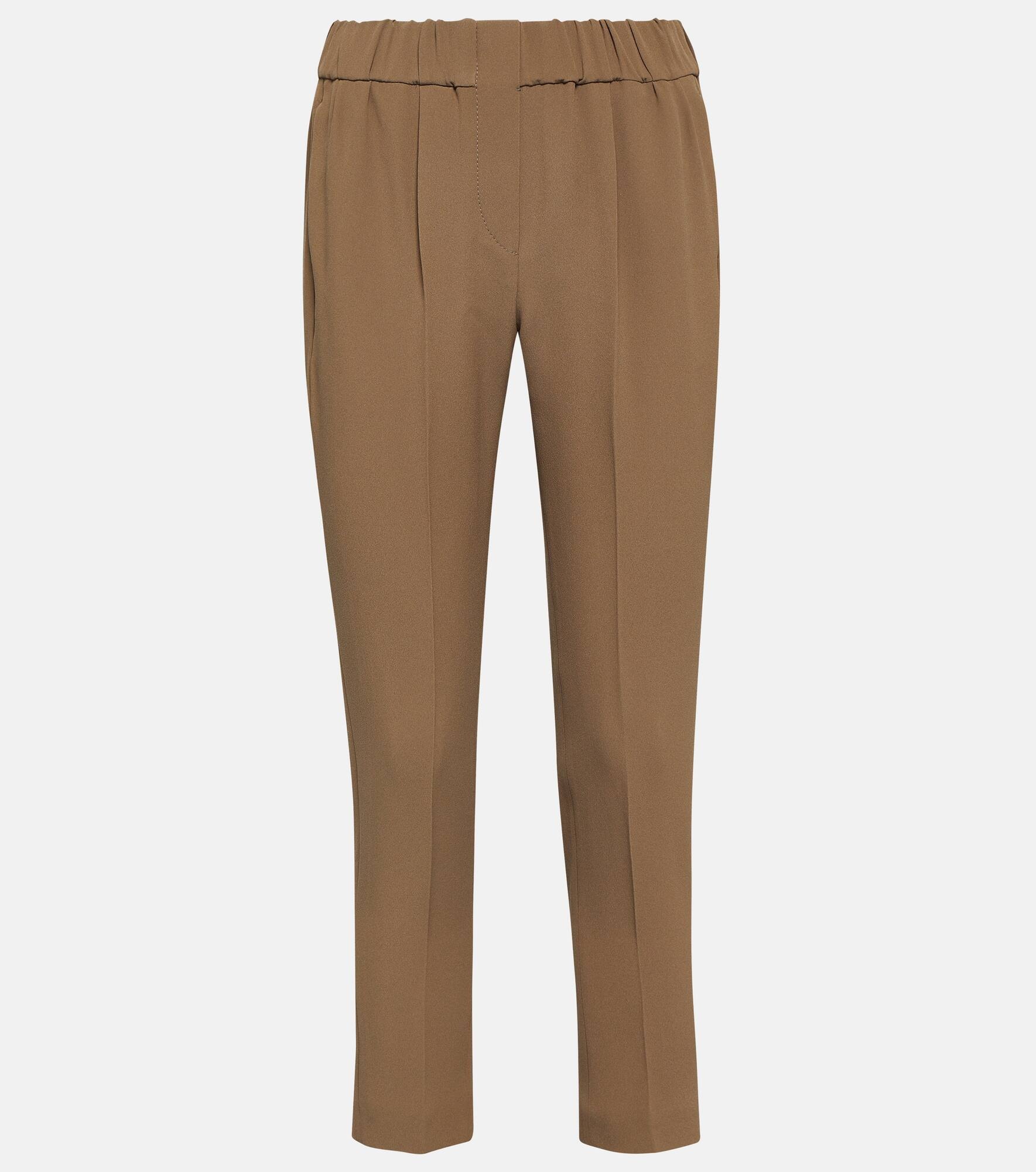 Crêpe low-rise slim pants - 2