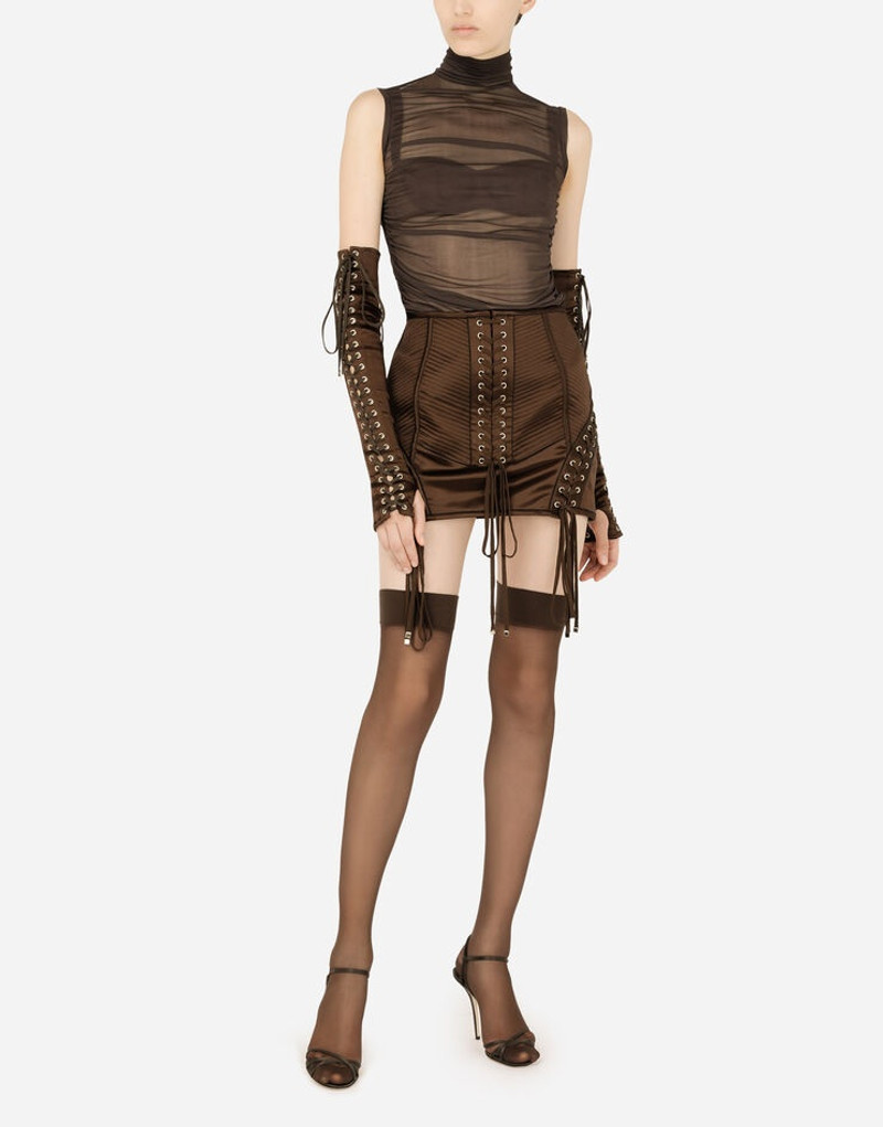 Satin gloves with eyelet detailing 4