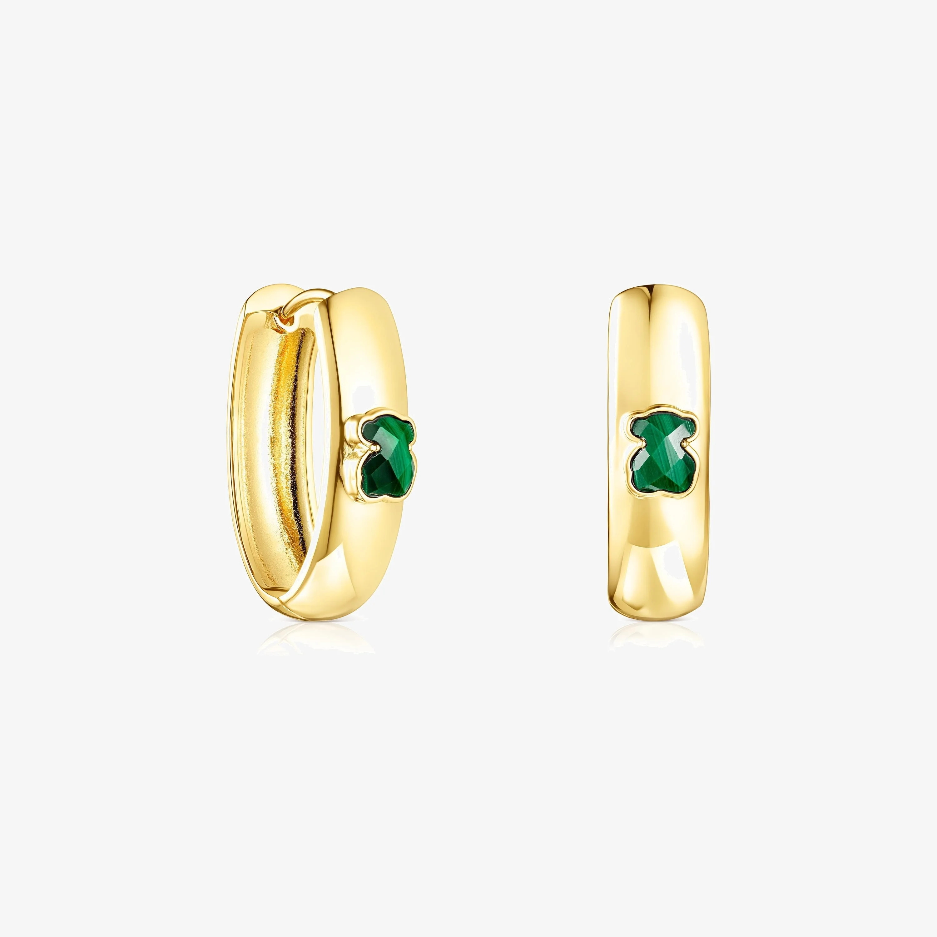 Large 18K gold vermeil and Malachite Icon Color Earrings - 1