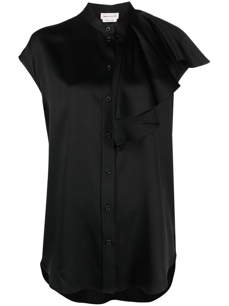 ruffle-trim silk shirt 1