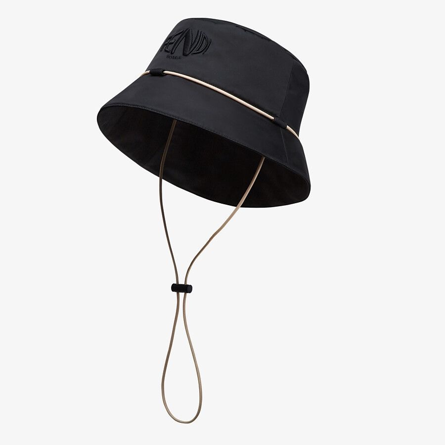 Black nylon bucket hat - 1