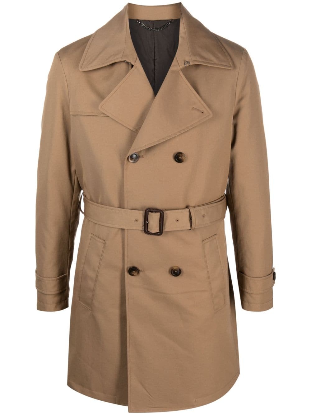 notched-lapels double-breasted trench coat - 1