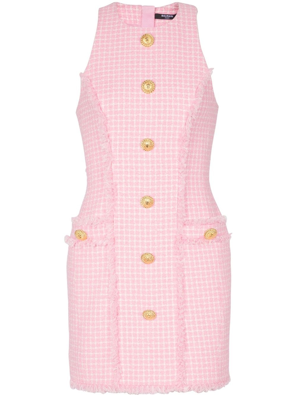 button-embossed tweed minidress - 1
