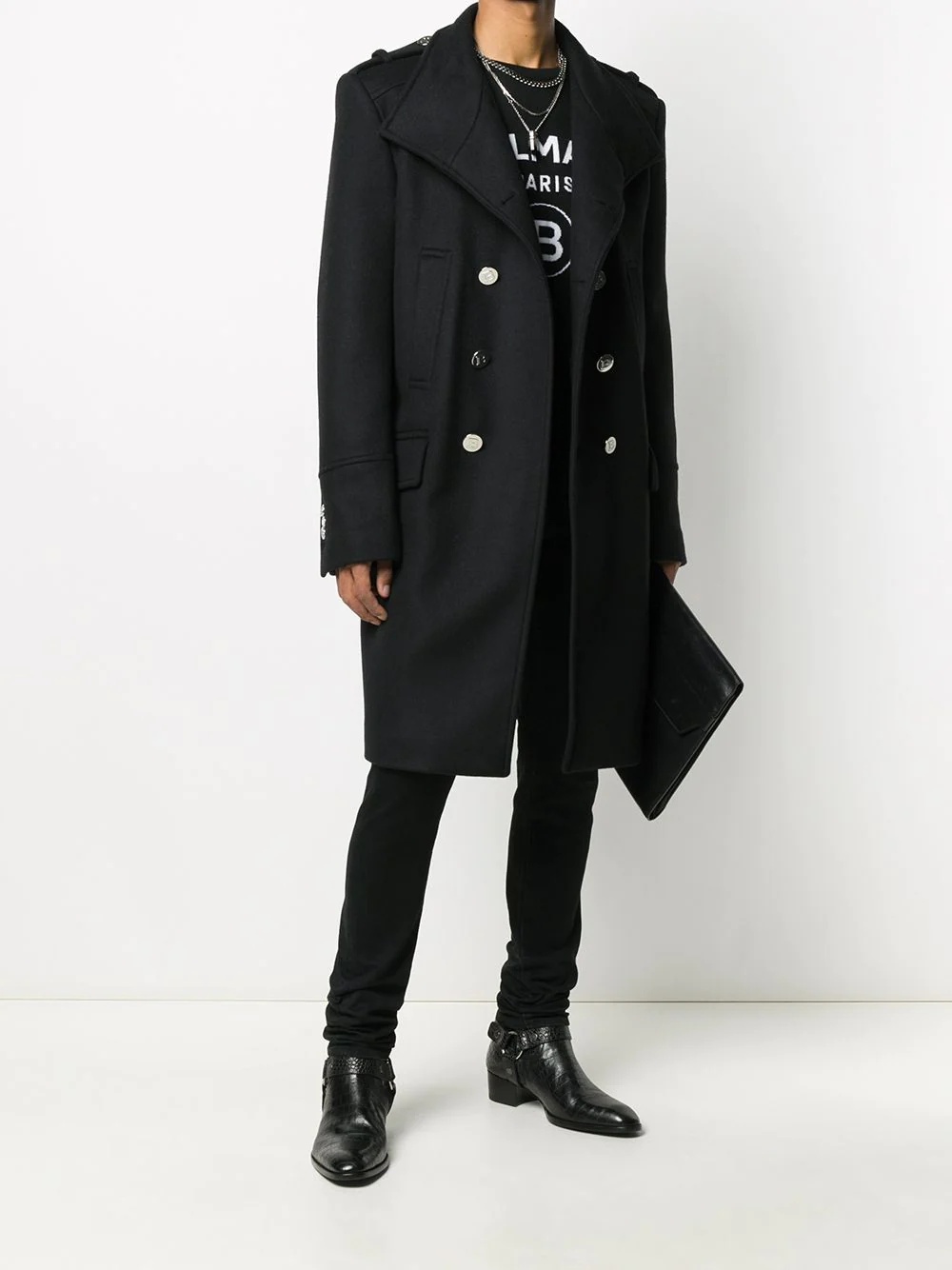 double-breasted mid-length coat - 2