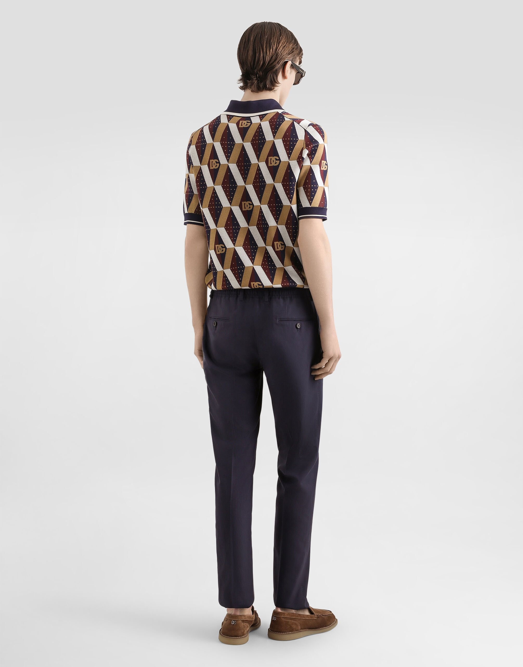 Silk jacquard polo shirt - 3