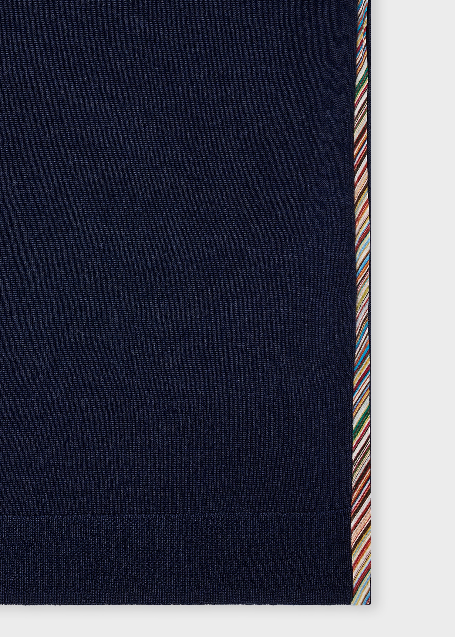 Women's Navy Silk-Wool Blend 'Signature Stripe' Trim Knitted Top - 2