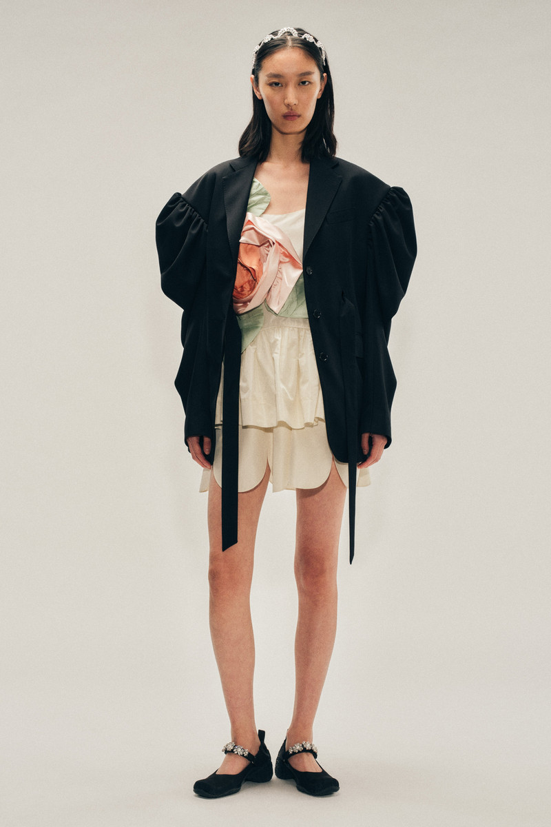 Back Cutout Draped Sleeve Bow Jacket 1