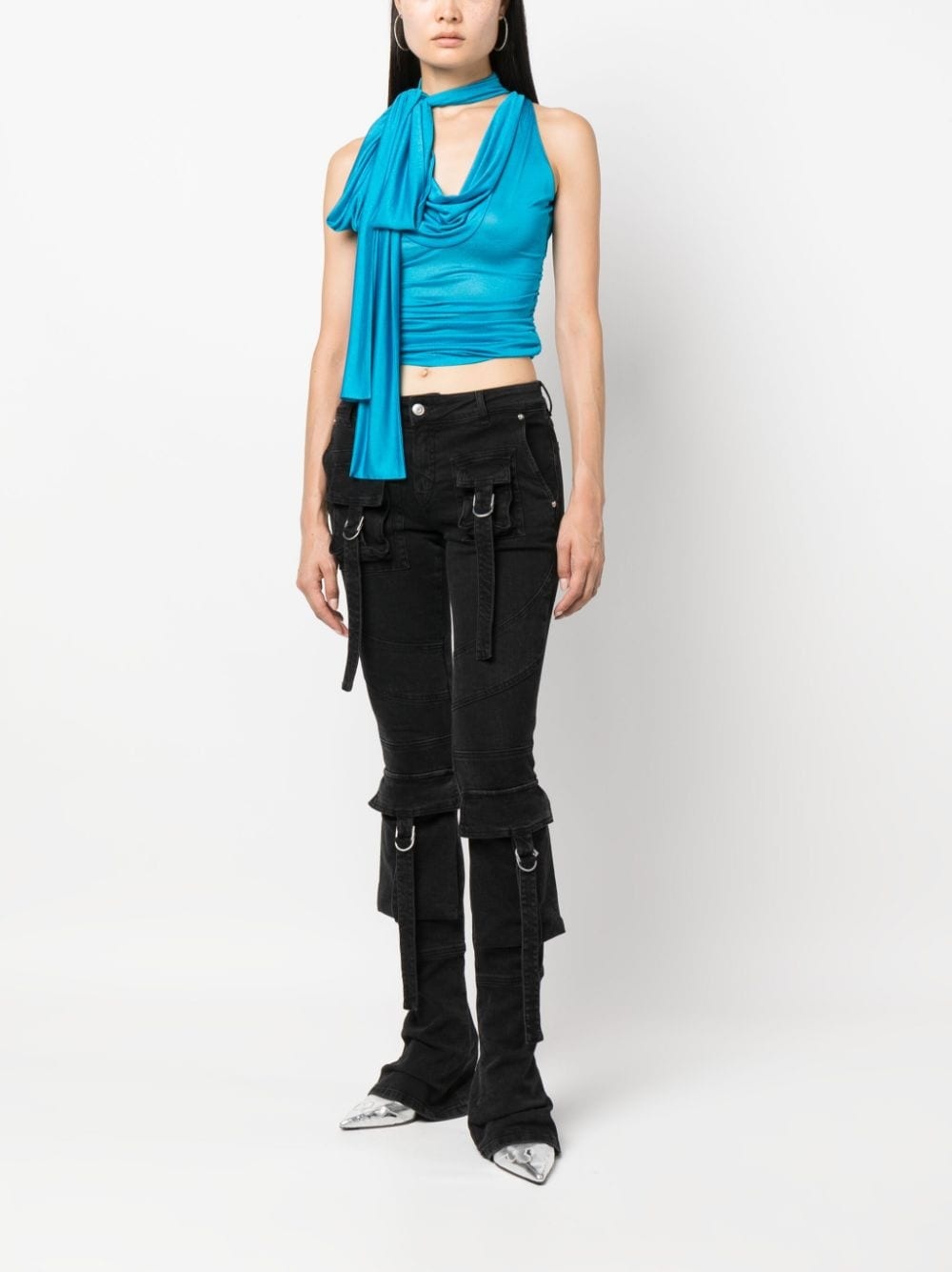 scarf-detail sleeveless tank top - 2