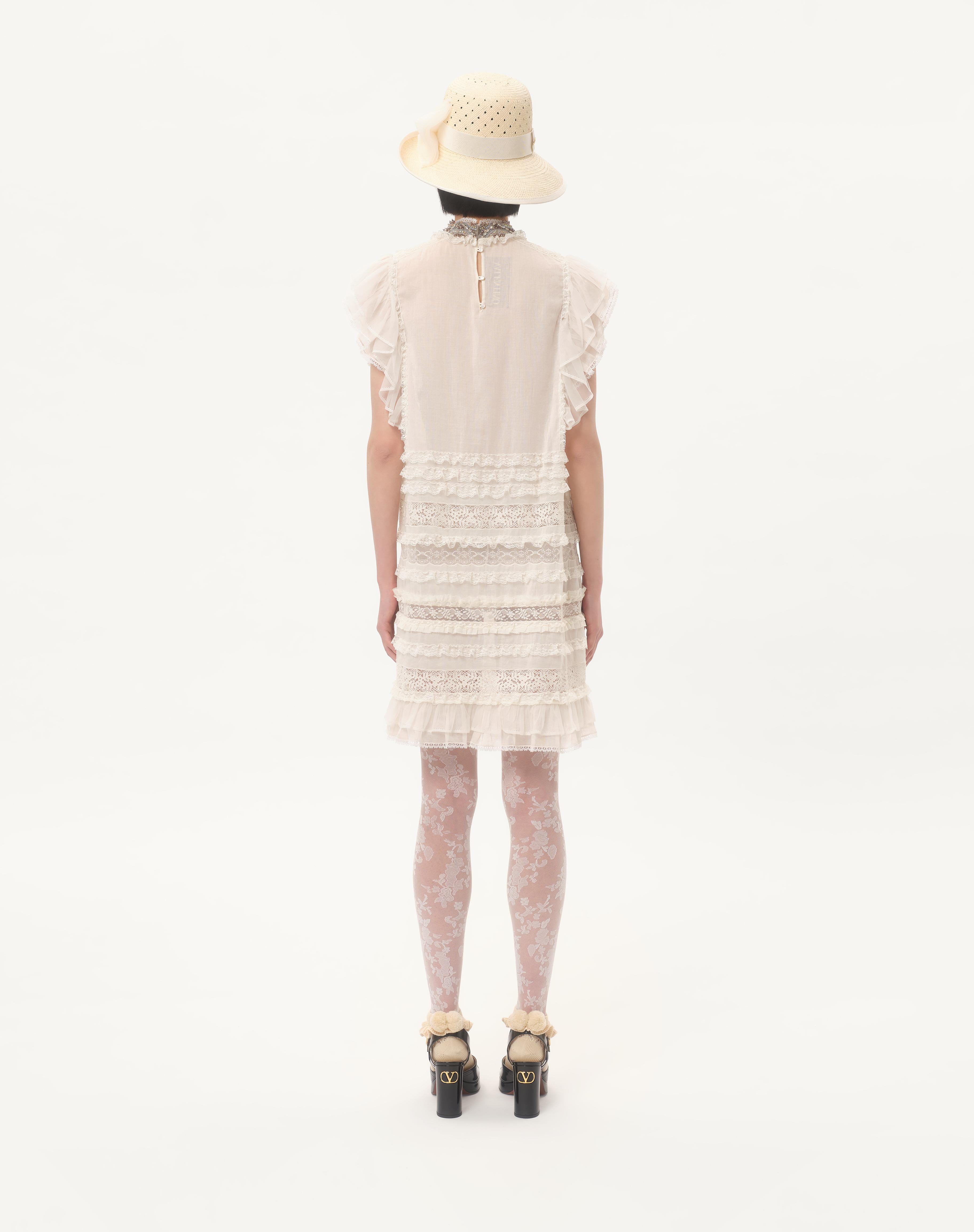 SHORT DRESS IN EMBROIDERED LIGHT LINEN - 7