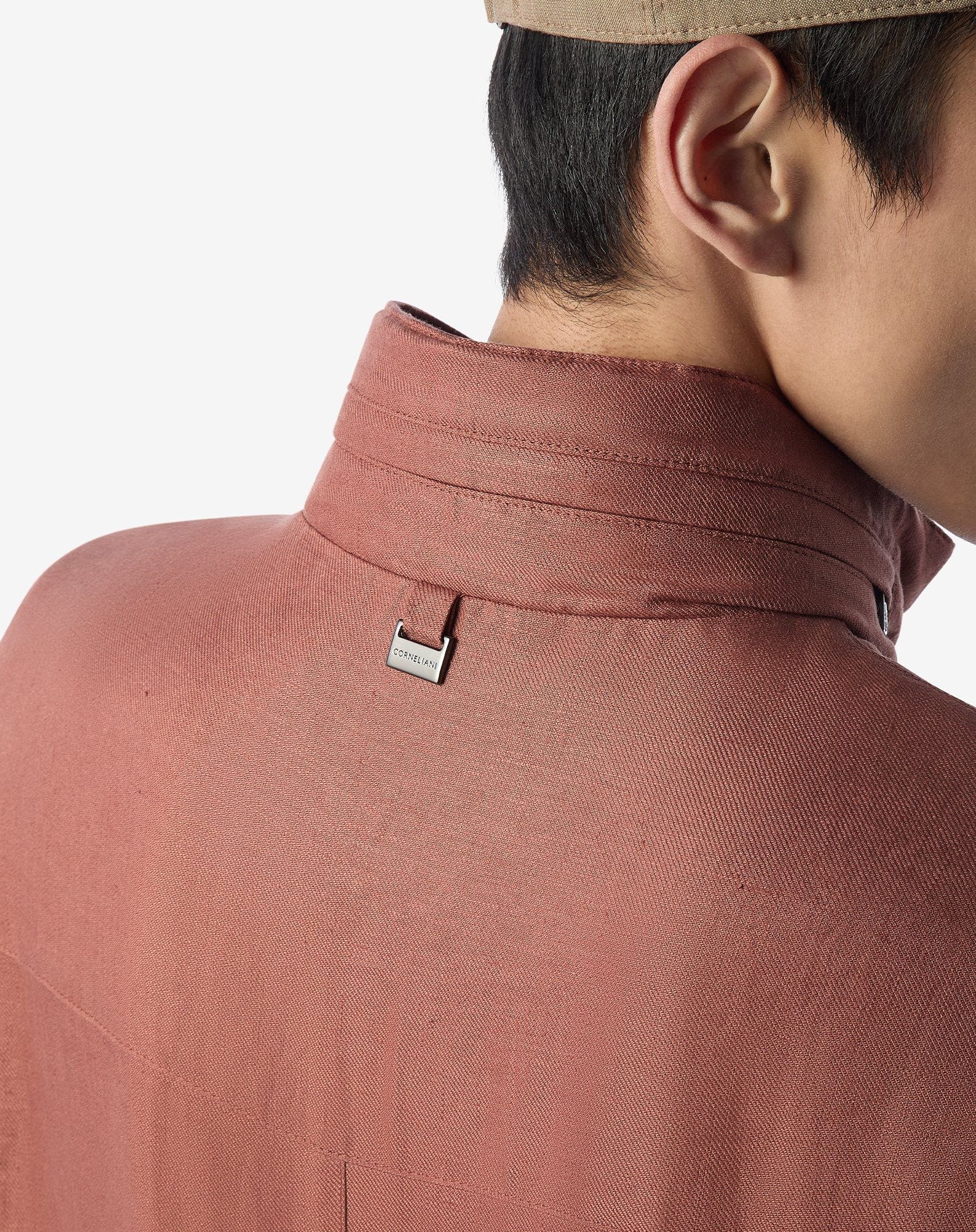 Rusty brown pure linen field jacket - 5