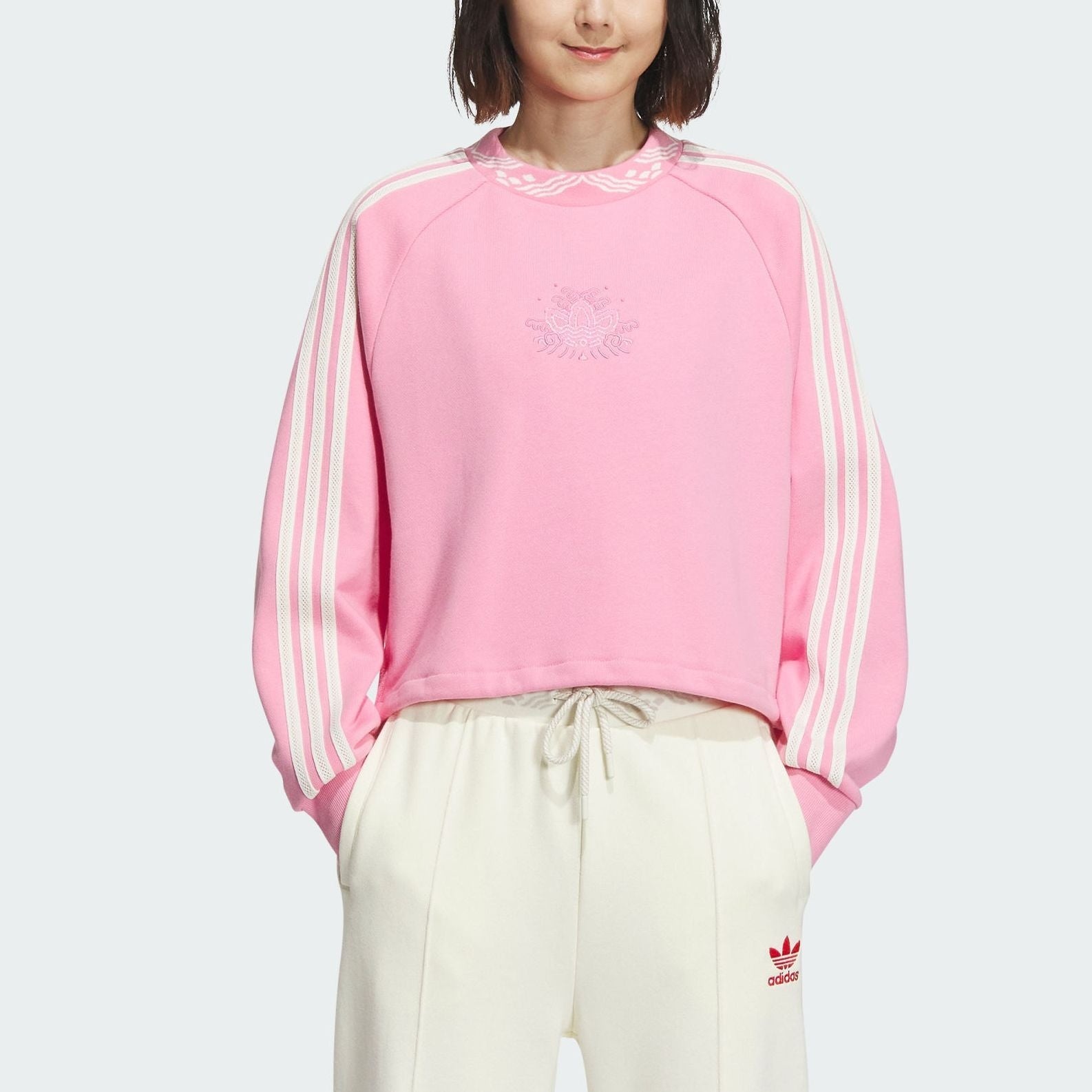 (WMNS) adidas Originals Crew Neck Sweatshirt 'Pink' IX4229 - 3