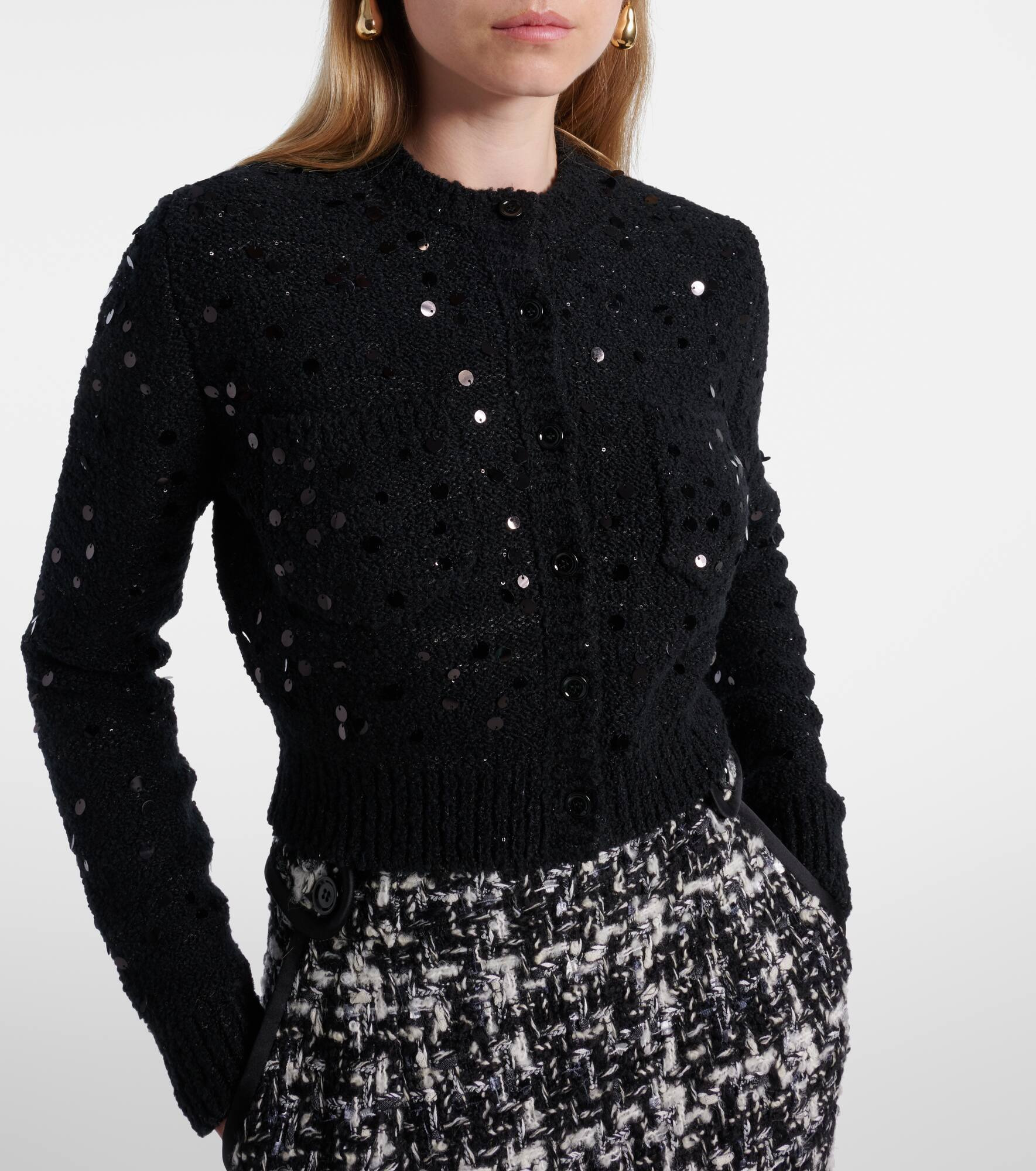 Sequined wool-blend cardigan - 5